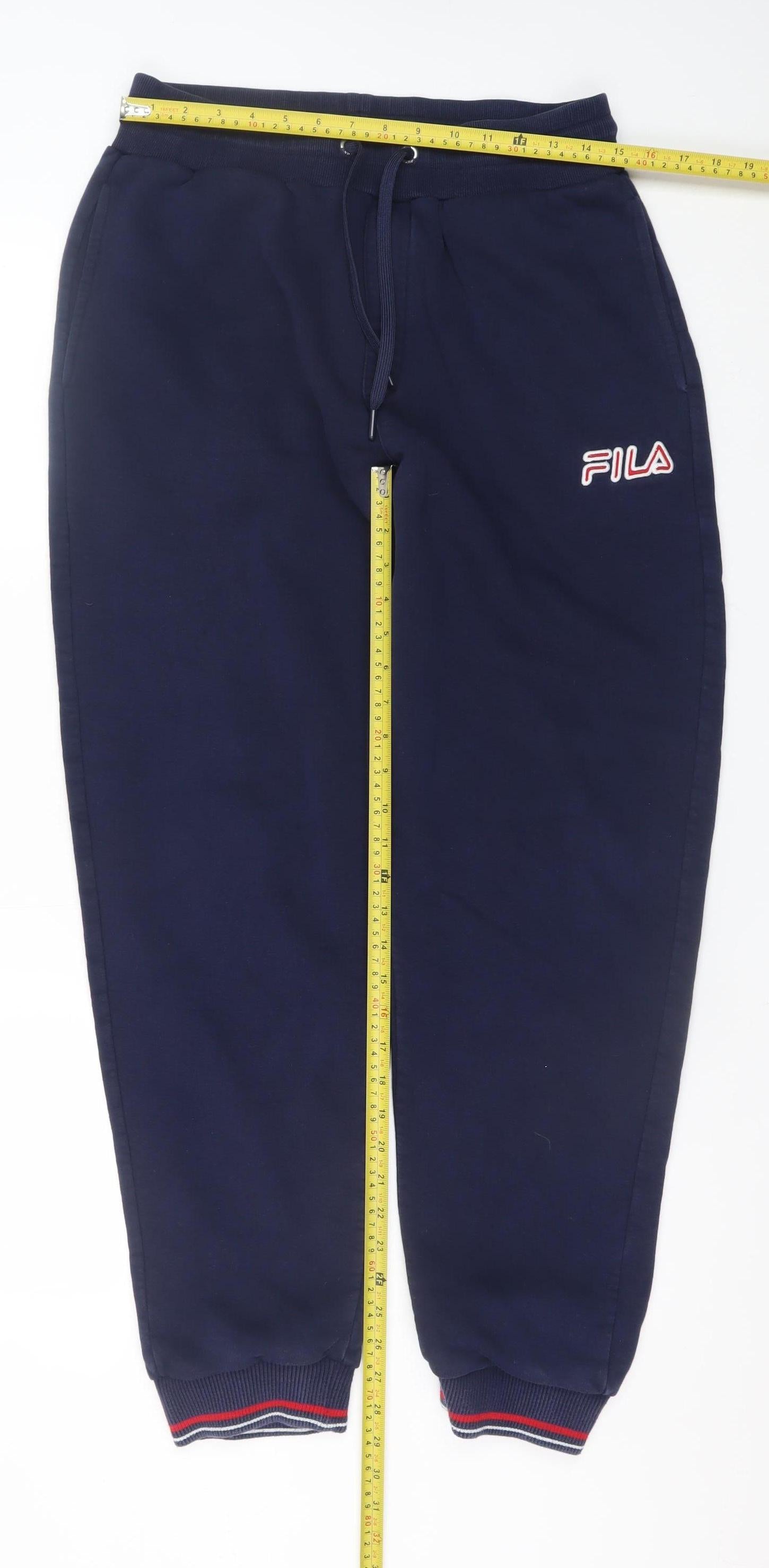 FILA Mens Jogger Trousers Size M Blue Casual Elastic Waist Logo - label detail