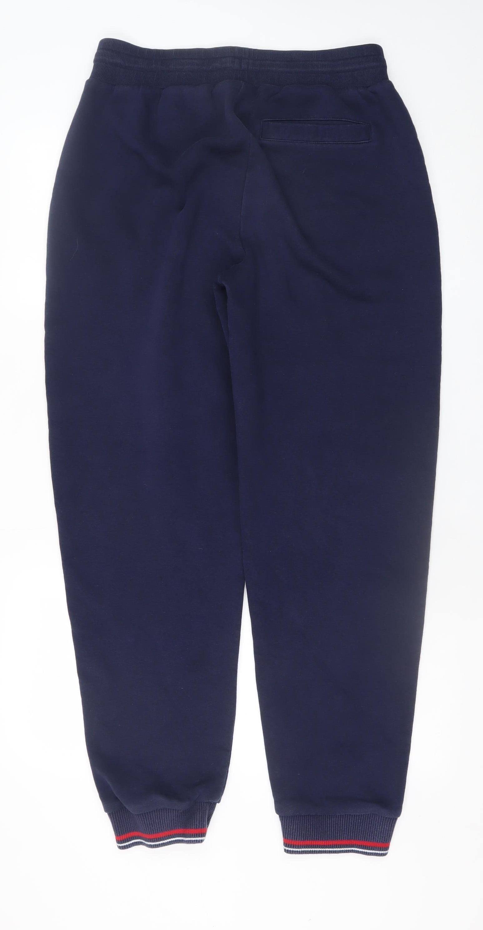 FILA Mens Jogger Trousers Size M Blue Casual Elastic Waist Logo - close detail