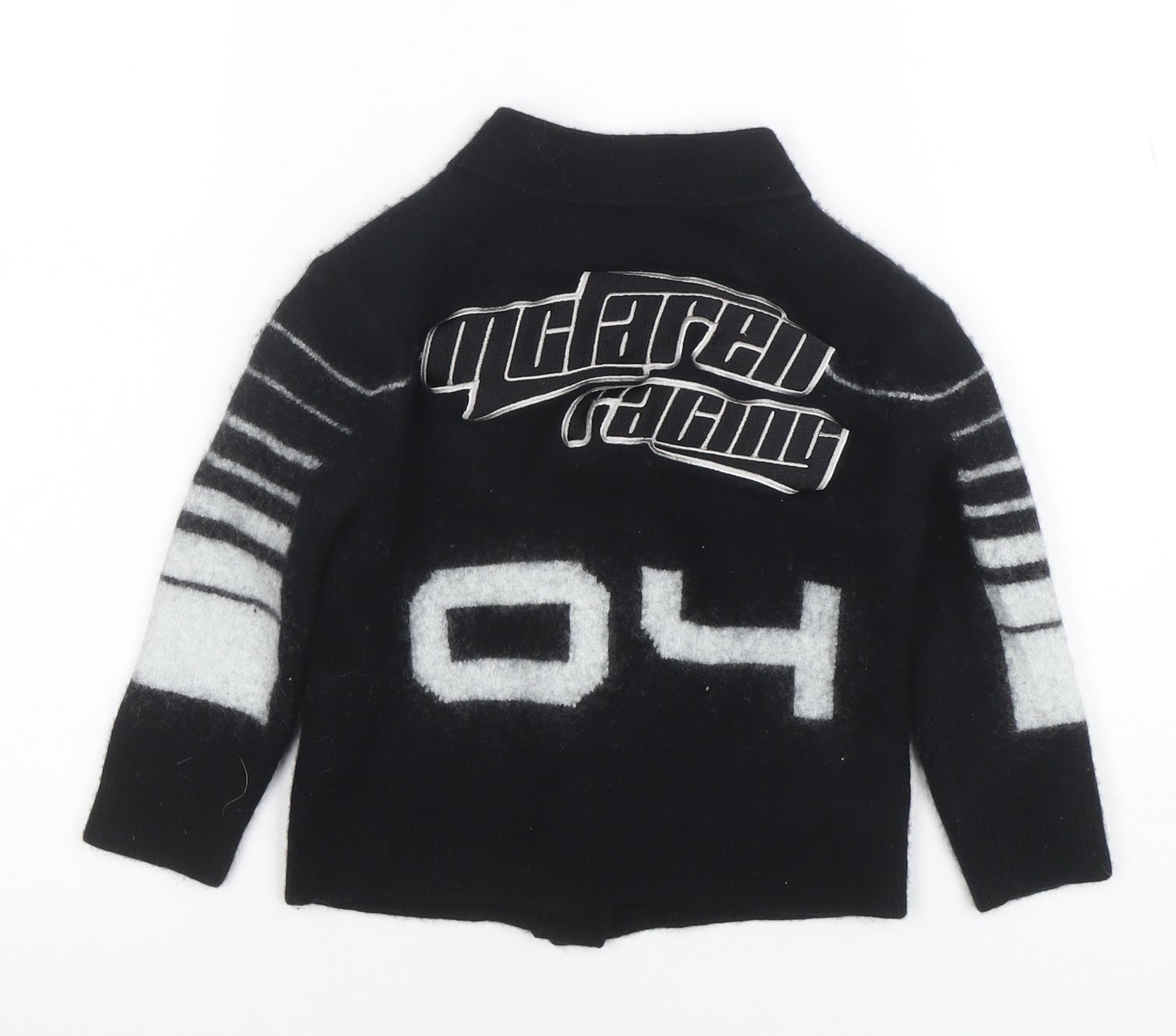 Reiss Boys Cardigan Jumper Size 5-6 Years Black V-Neck Graphic Print Long Sleeve - close detail