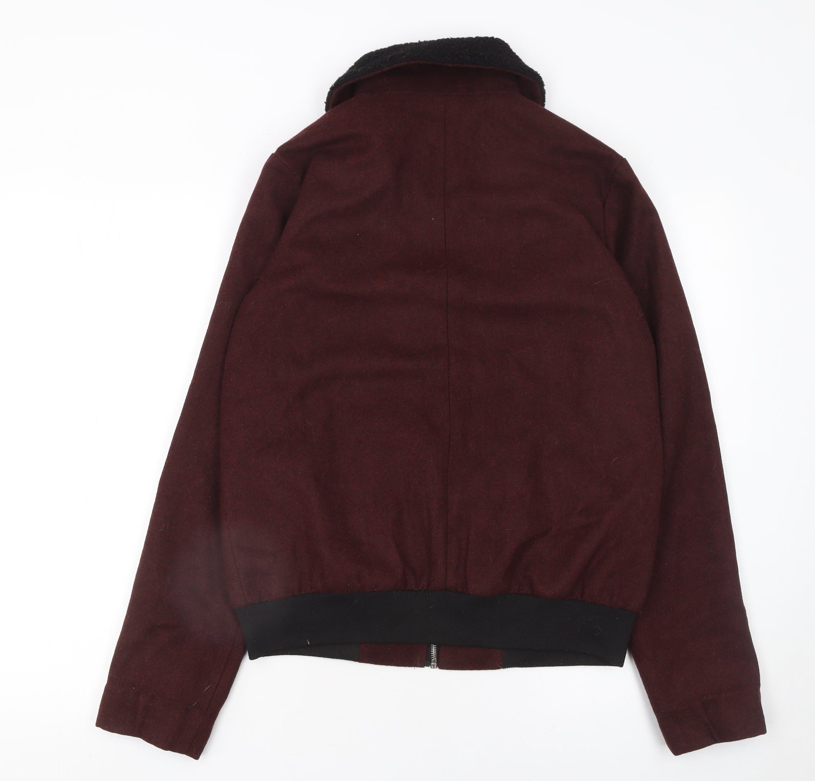 New Look Womens Bomber Jacket Size 10 Brown Short Long Sleeve Casual Full Zip - close detail