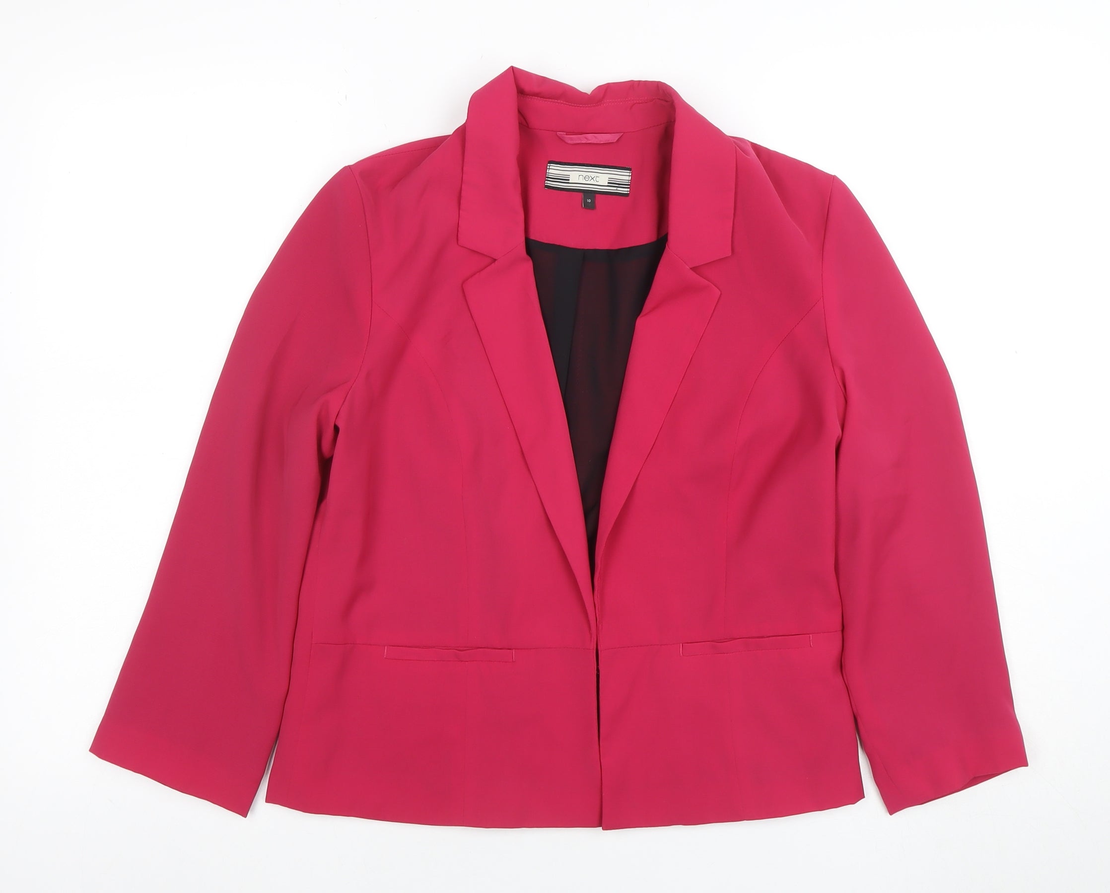 NEXT Womens Trouser Suit Blazer Size 10 Pink Long Sleeve Business Lined - reverse view