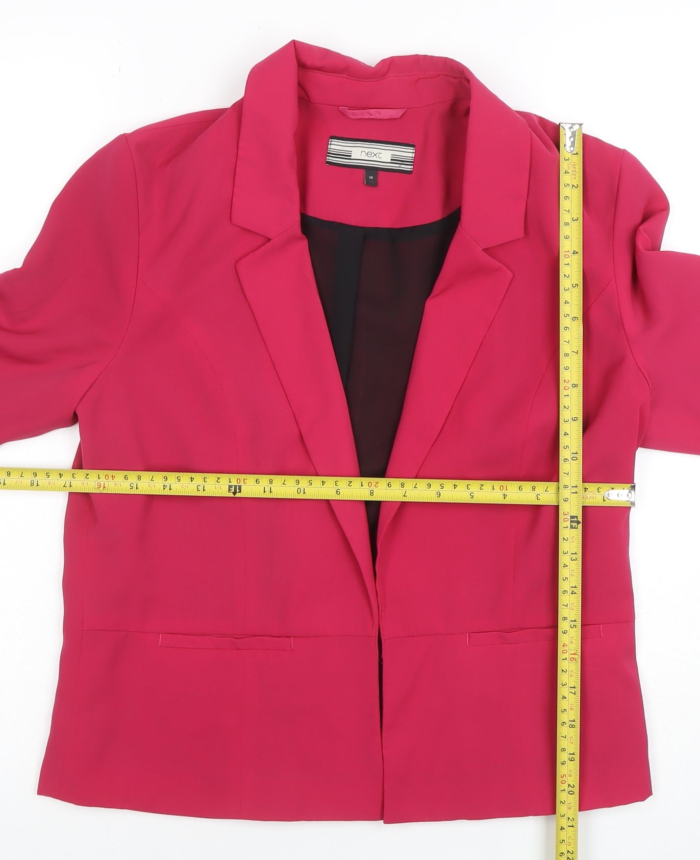 NEXT Womens Trouser Suit Blazer Size 10 Pink Long Sleeve Business Lined - label detail
