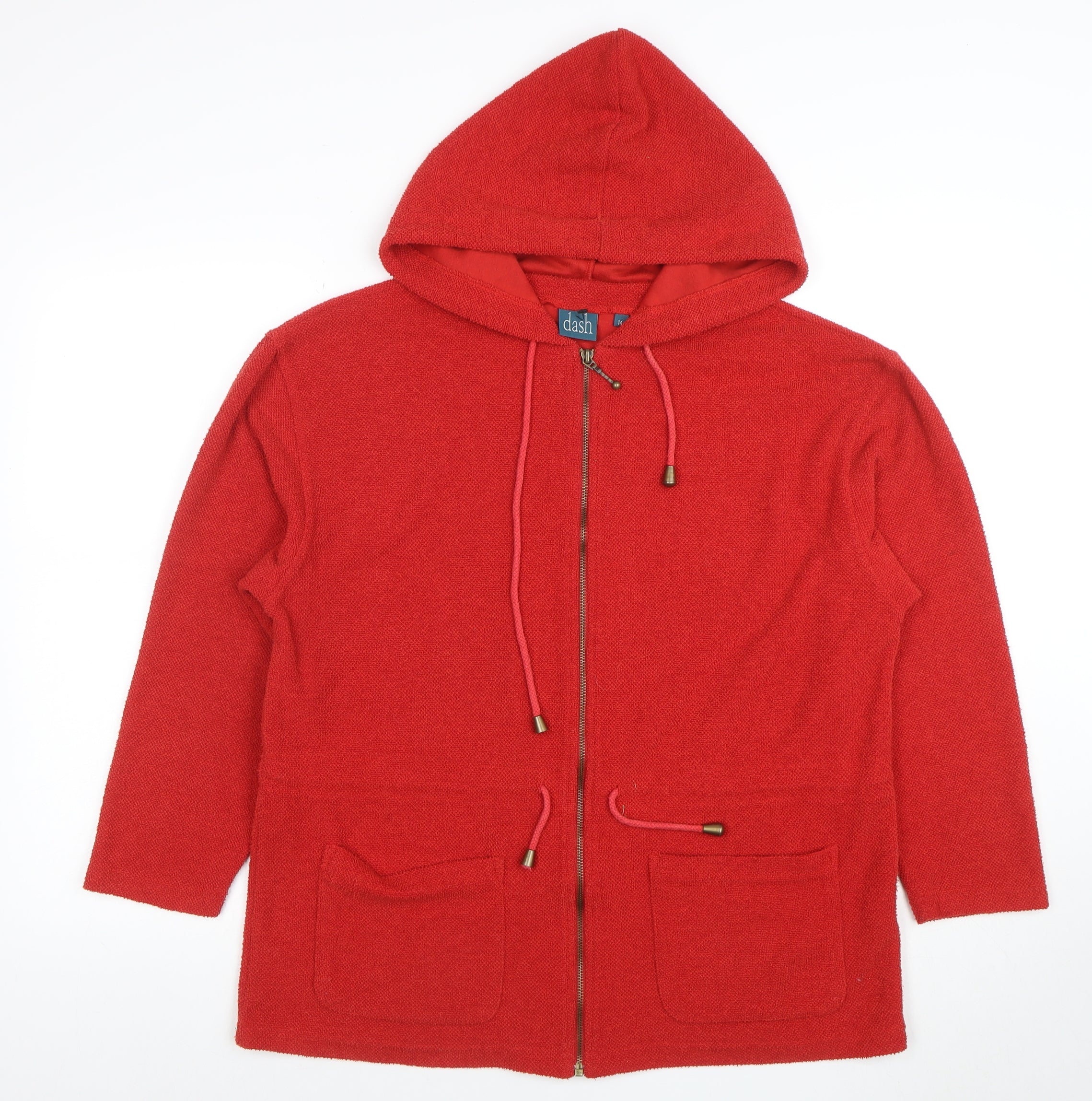 DASH Womens Full Zip Hoodie Size 14 Red Long Sleeve Casual Drawstring - reverse view