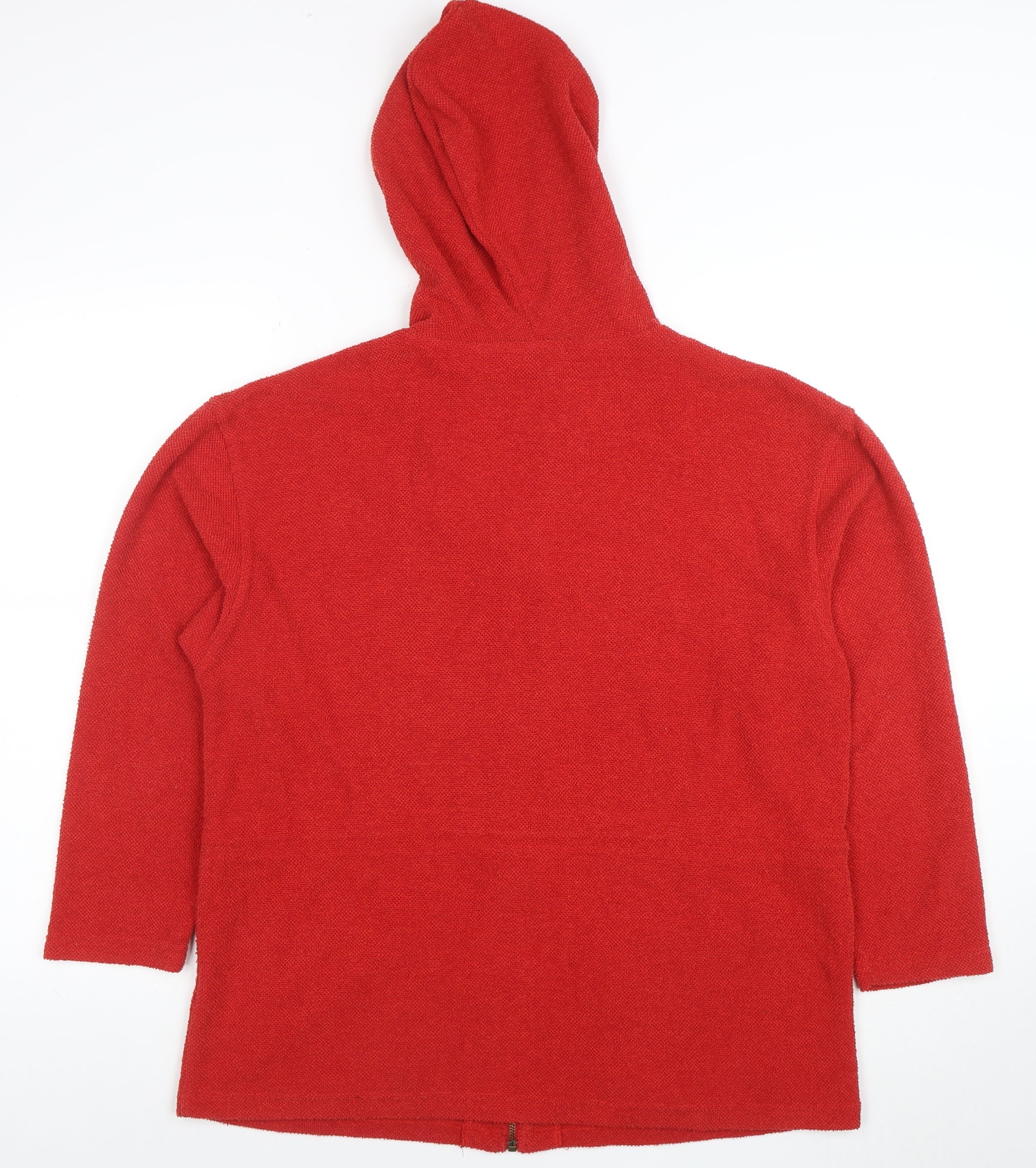 DASH Womens Full Zip Hoodie Size 14 Red Long Sleeve Casual Drawstring - close detail