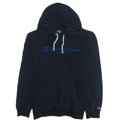 Champion Mens Pullover Hoodie Size L Black Graphic Print Long Sleeve Hooded Logo - reverse view
