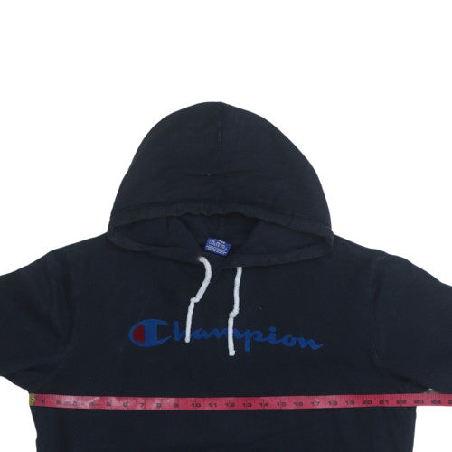 Champion Mens Pullover Hoodie Size L Black Graphic Print Long Sleeve Hooded Logo - label detail