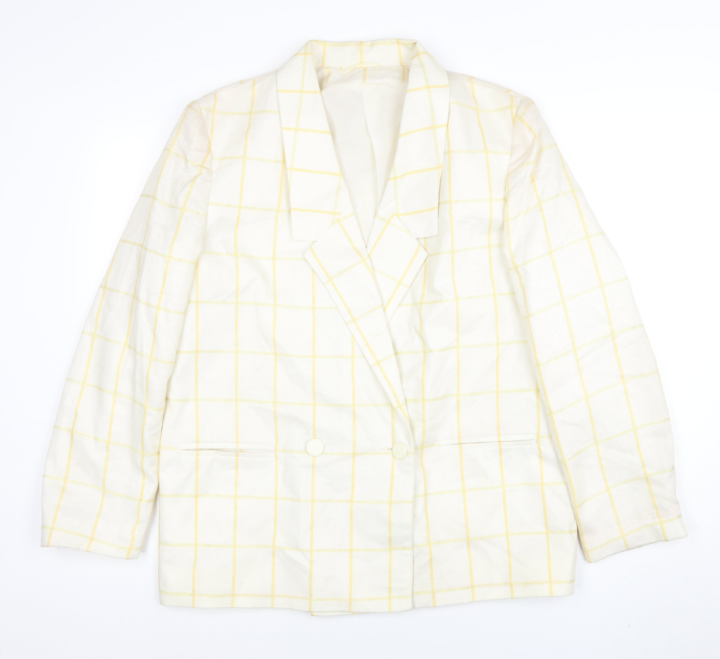 Principles Womens Trouser Suit Blazer Size 16 Ivory Check Long Sleeve Business - reverse view