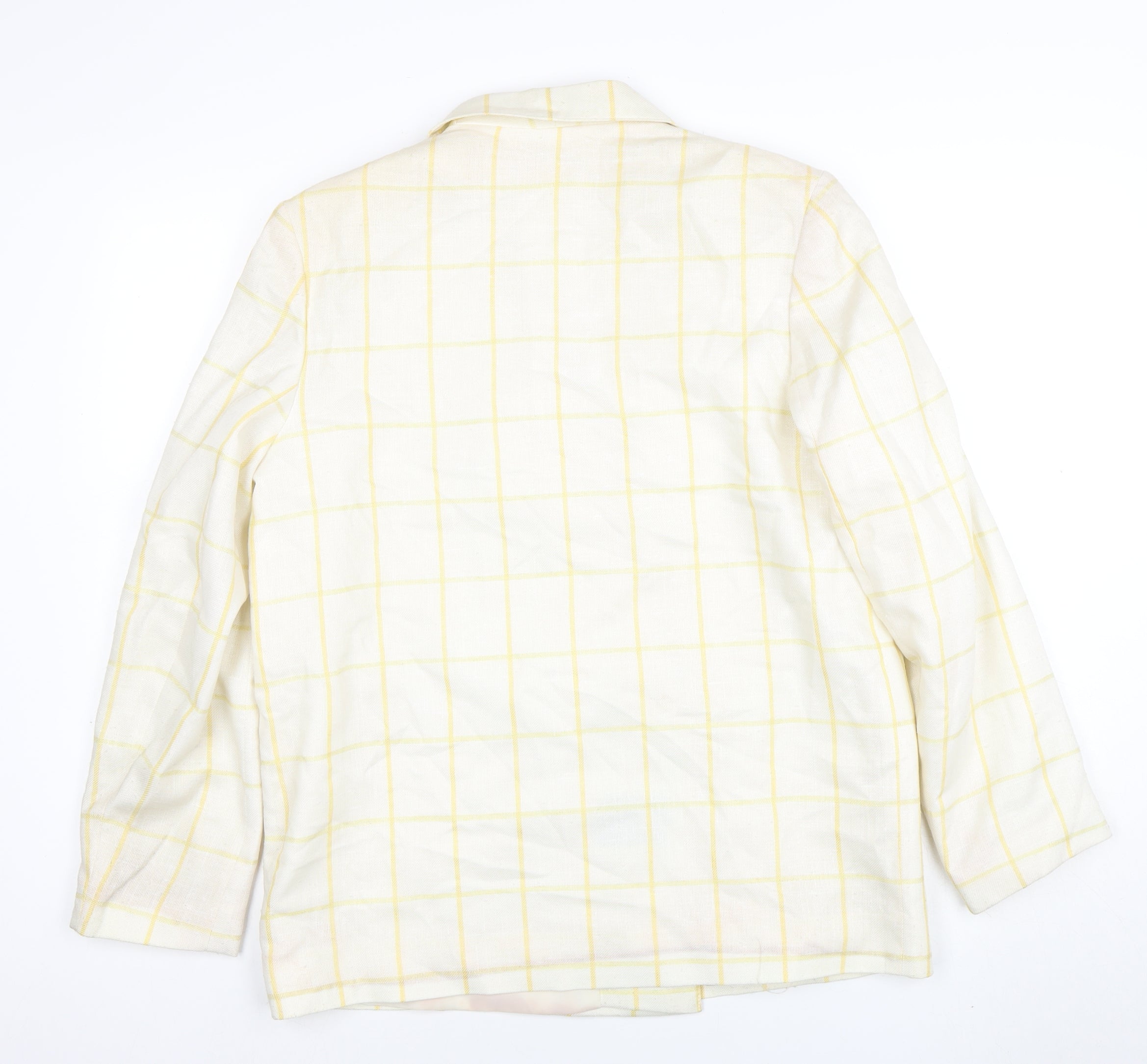 Principles Womens Trouser Suit Blazer Size 16 Ivory Check Long Sleeve Business - close detail