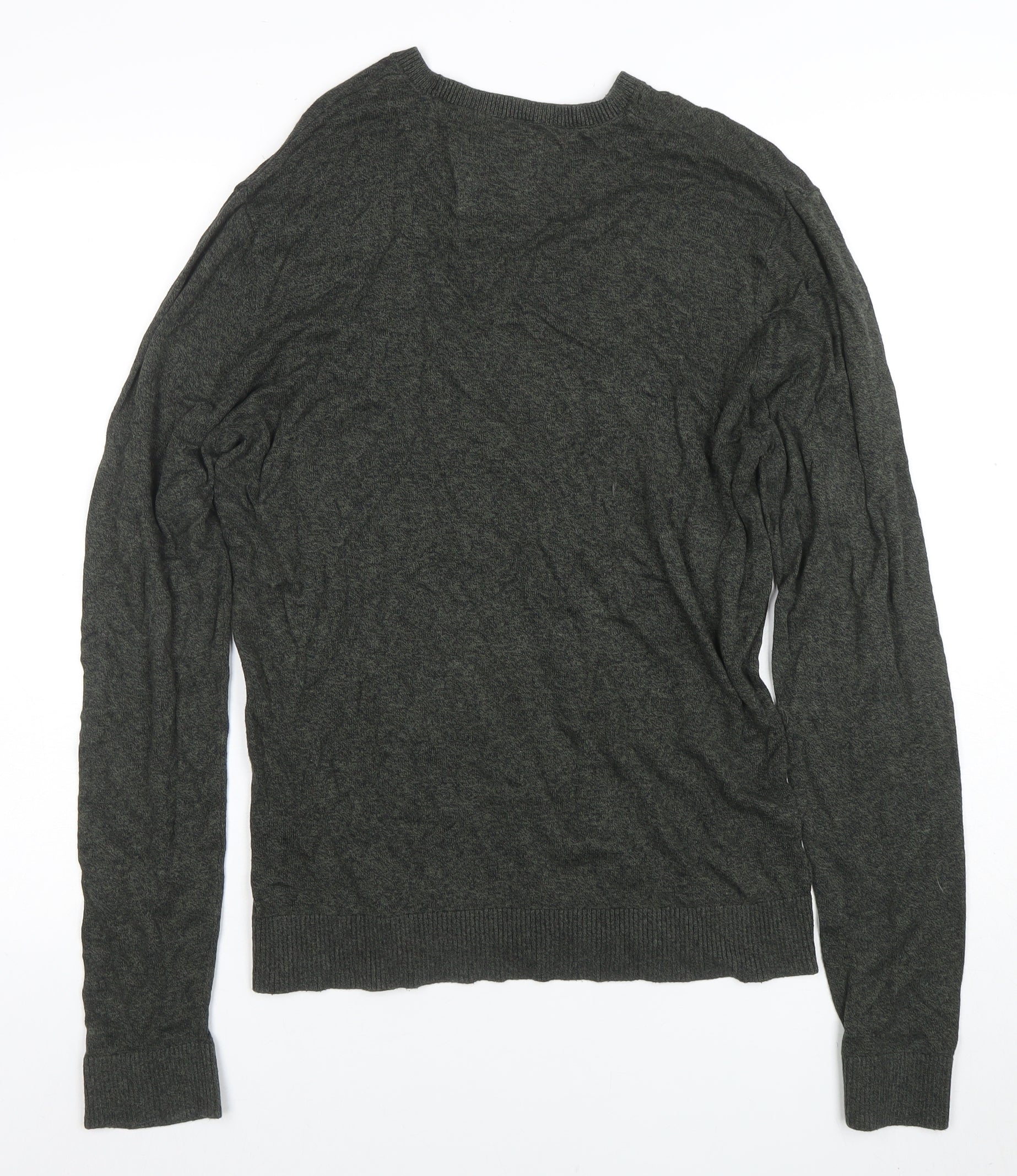 Hollister Mens Pullover Jumper Size L Grey Crew Neck Long Sleeve Casual Logo - close detail