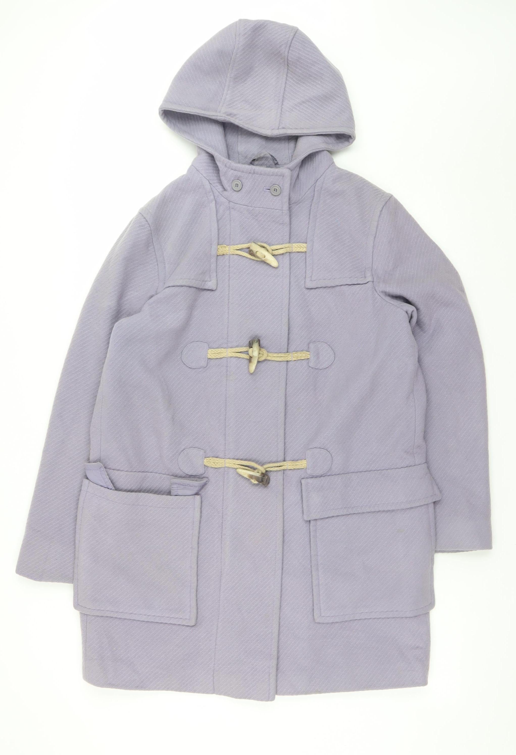 Marks & Spencer Womens Duffle Coat Size 16 Purple Long Long Sleeve Casual Hooded - reverse view
