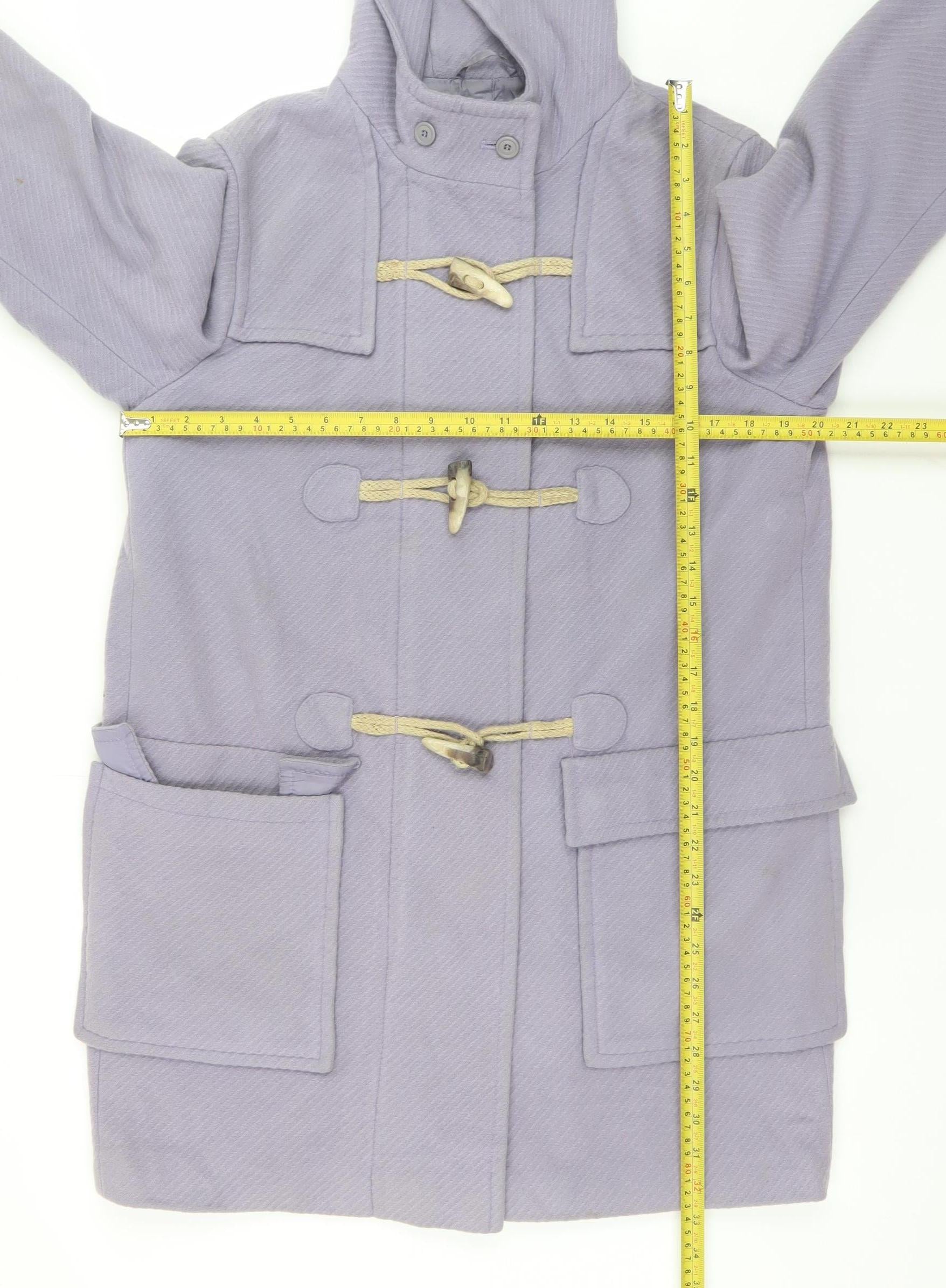 Marks & Spencer Womens Duffle Coat Size 16 Purple Long Long Sleeve Casual Hooded - label detail