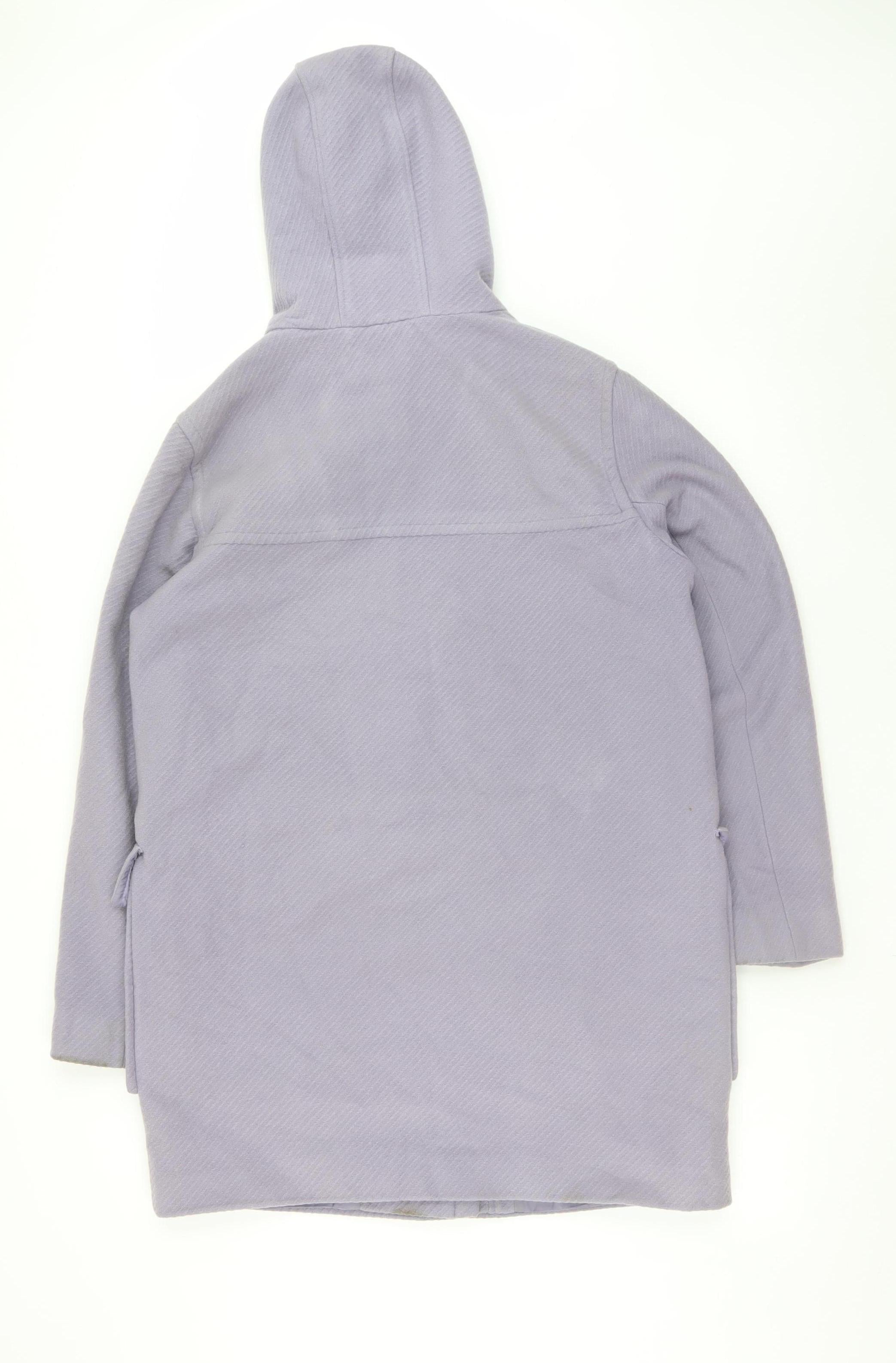 Marks & Spencer Womens Duffle Coat Size 16 Purple Long Long Sleeve Casual Hooded - close detail