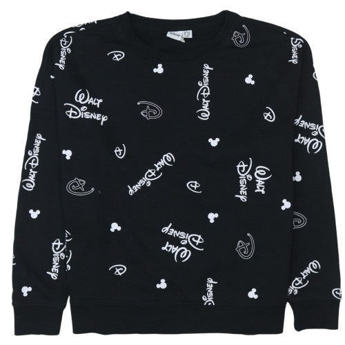 Primark Womens Pullover Sweatshirt Size L Black Logo Long Sleeve Casual - reverse view