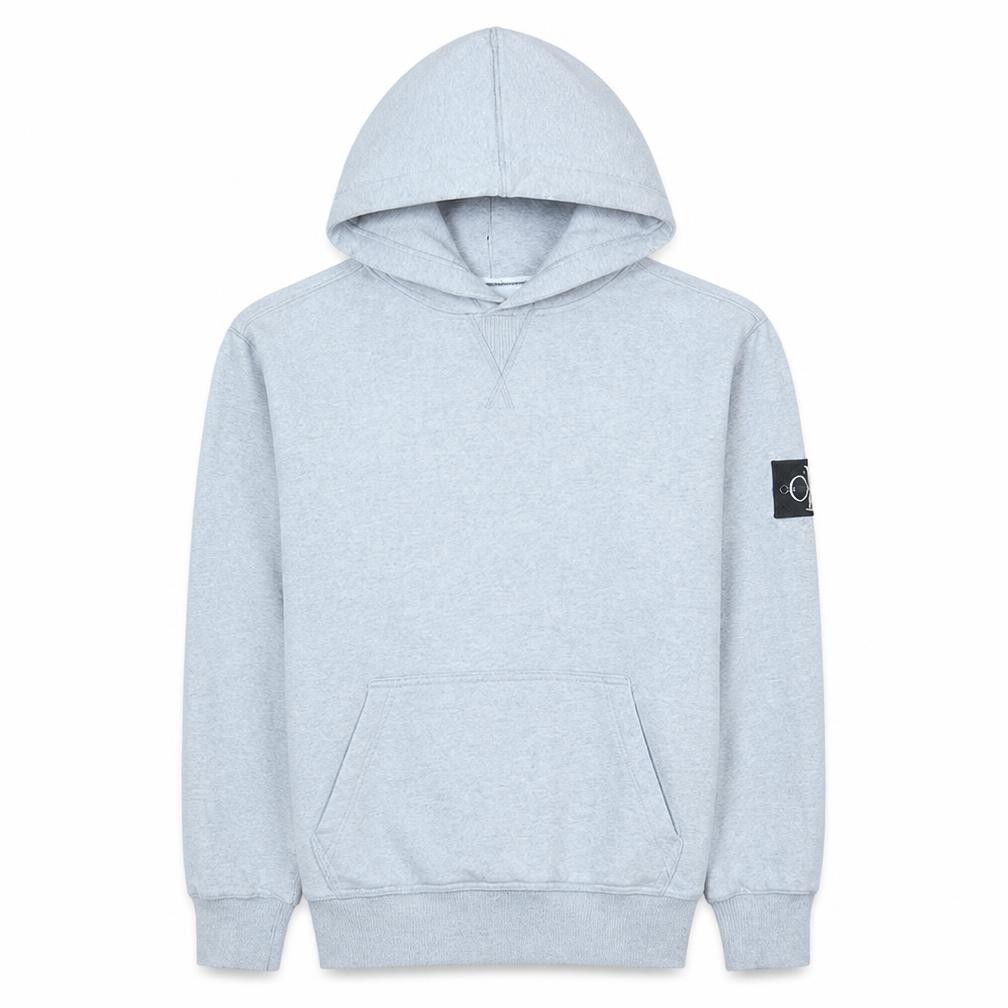 Calvin Klein Jeans Mens Pullover Hoodie Size S Grey Long Sleeve Hooded Logo - front view