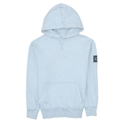 Calvin Klein Jeans Mens Pullover Hoodie Size S Grey Long Sleeve Hooded Logo - reverse view