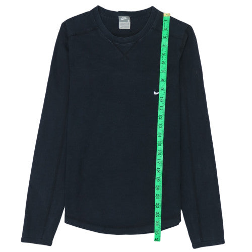 Nike Mens Button-Up Size S Black Solid Crew Neck Long Sleeve Casual Breathable - label detail