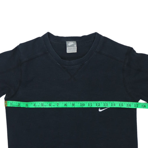 Nike Mens Button-Up Size S Black Solid Crew Neck Long Sleeve Casual Breathable - close detail