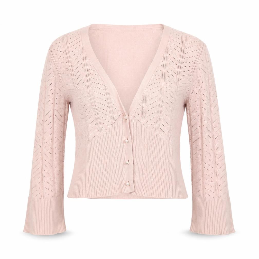 Womens Mexx Size S Cardigan Jumper Pink V-Neck Long Sleeve Casual Lightweight - front view