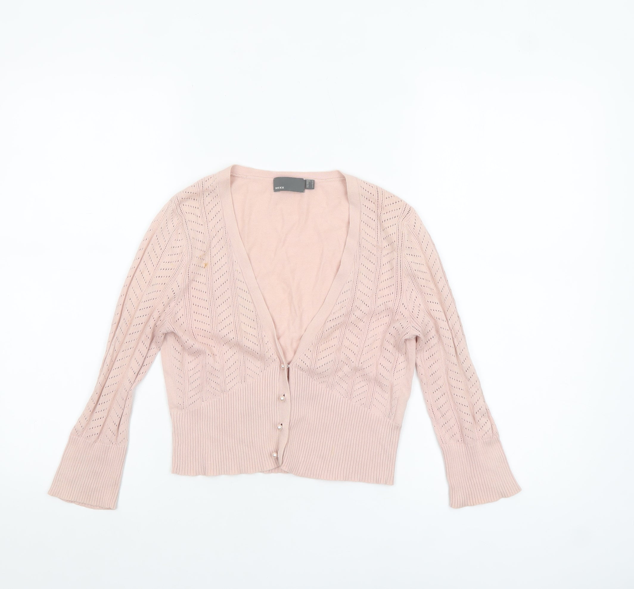 Womens Mexx Size S Cardigan Jumper Pink V-Neck Long Sleeve Casual Lightweight - reverse view