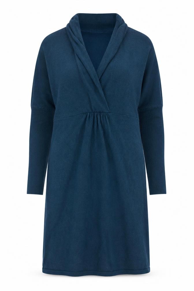 Monsoon Womens Sweater Dress Size S Blue Knee Length Cowl Neck Long Sleeve - front view