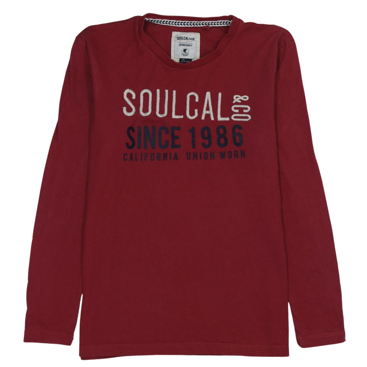 SoulCal & Co Mens Button-Up Size L Red Graphic Print Crew Neck Long Sleeve - reverse view