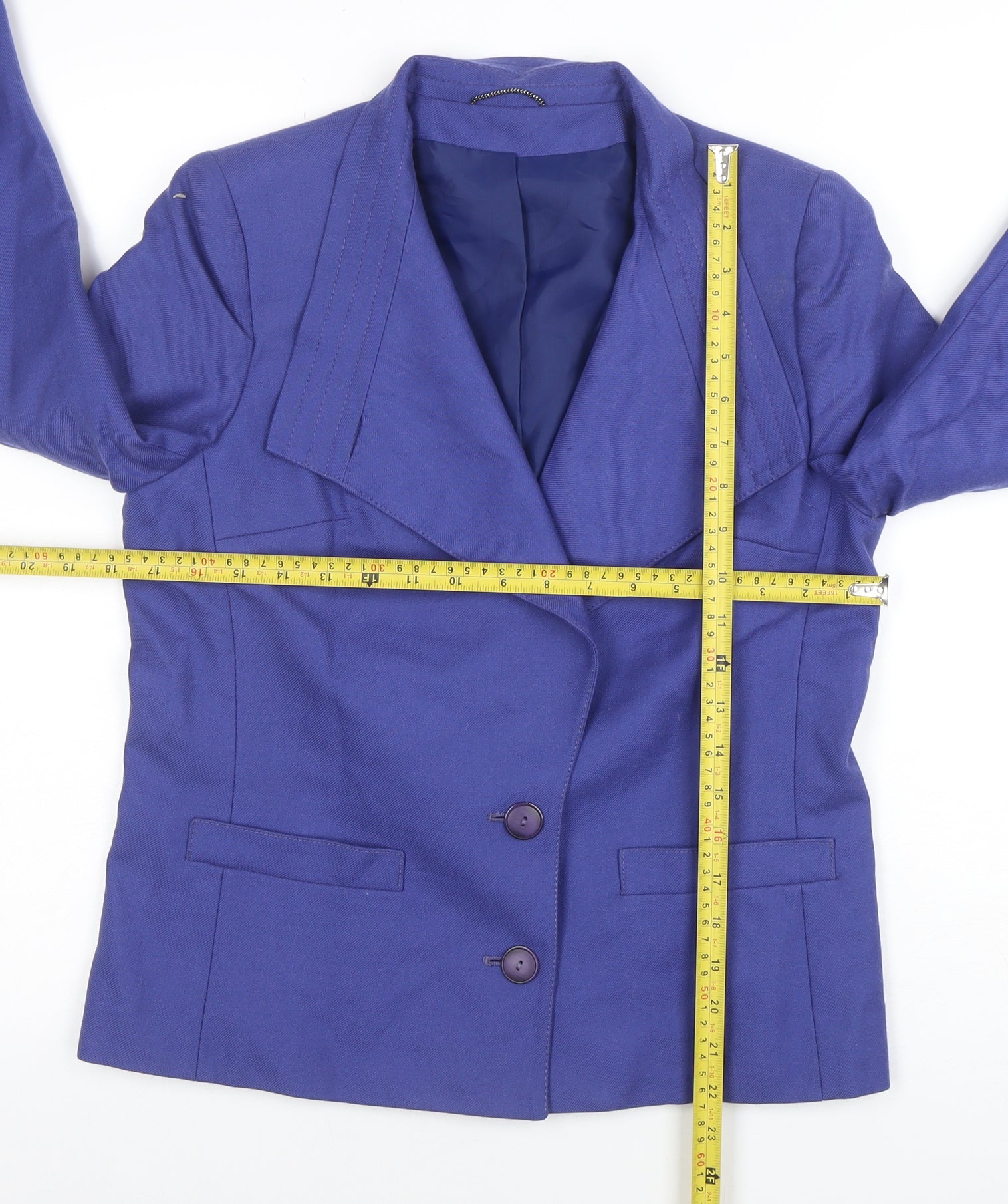 Dereta Womens Trouser Suit Suit Jacket Size 10 Blue Long Sleeve Business Lined - label detail