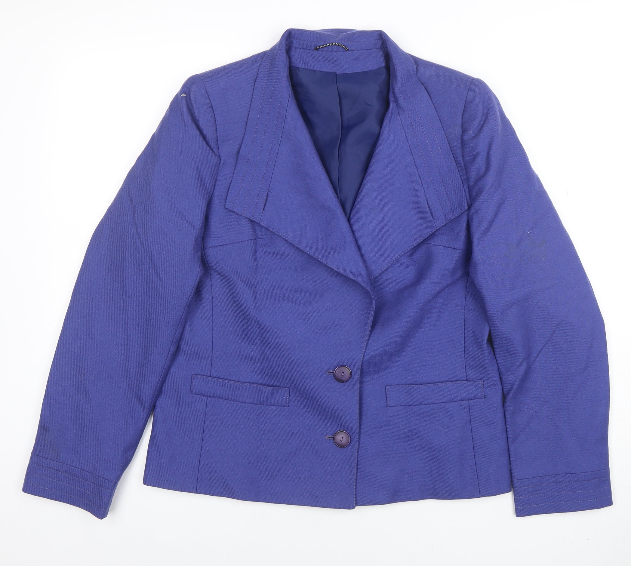 Dereta Womens Trouser Suit Suit Jacket Size 10 Blue Long Sleeve Business Lined - close detail
