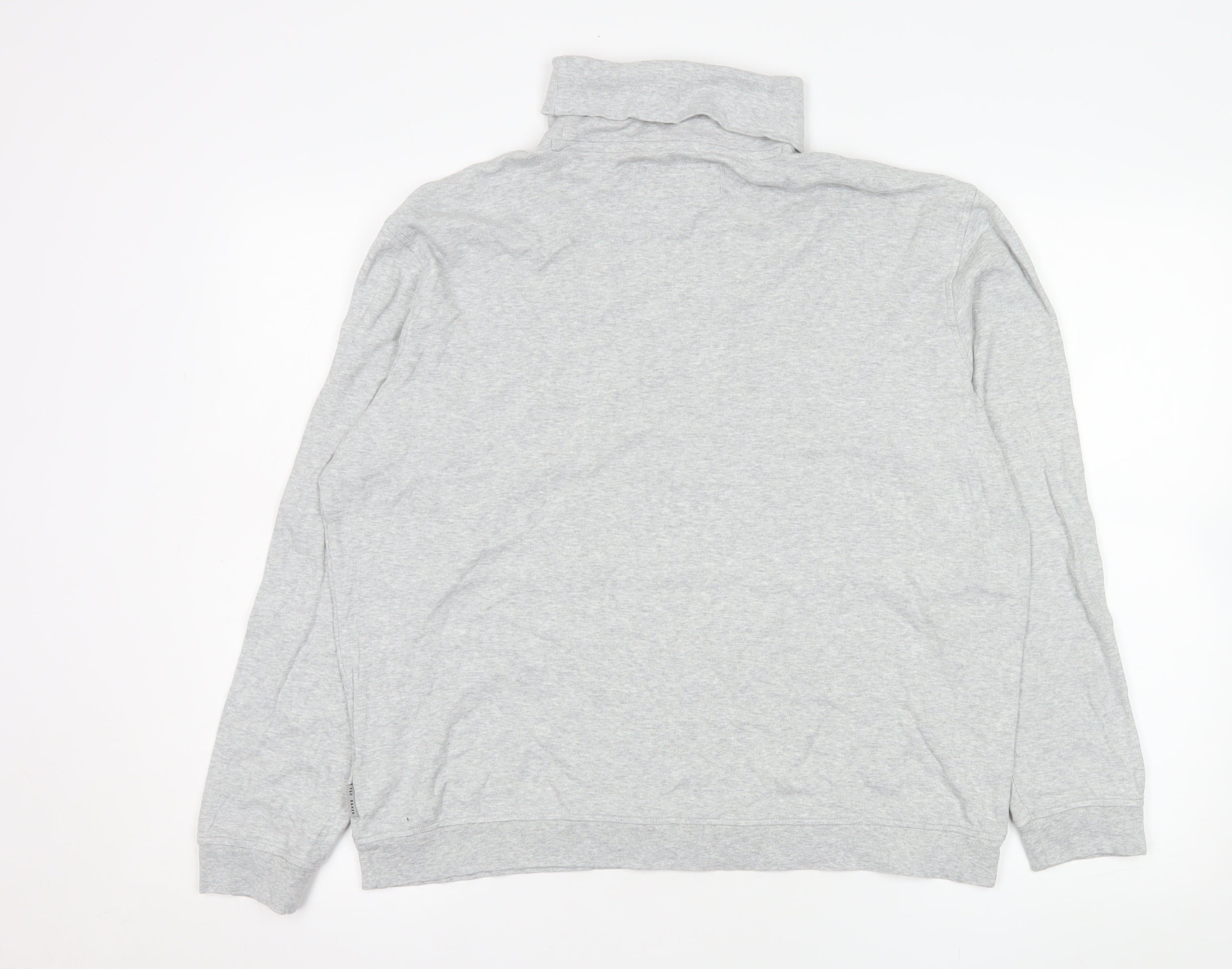 Ted Baker Mens Button-Up Size L Grey Solid Roll Neck Long Sleeve Casual - close detail