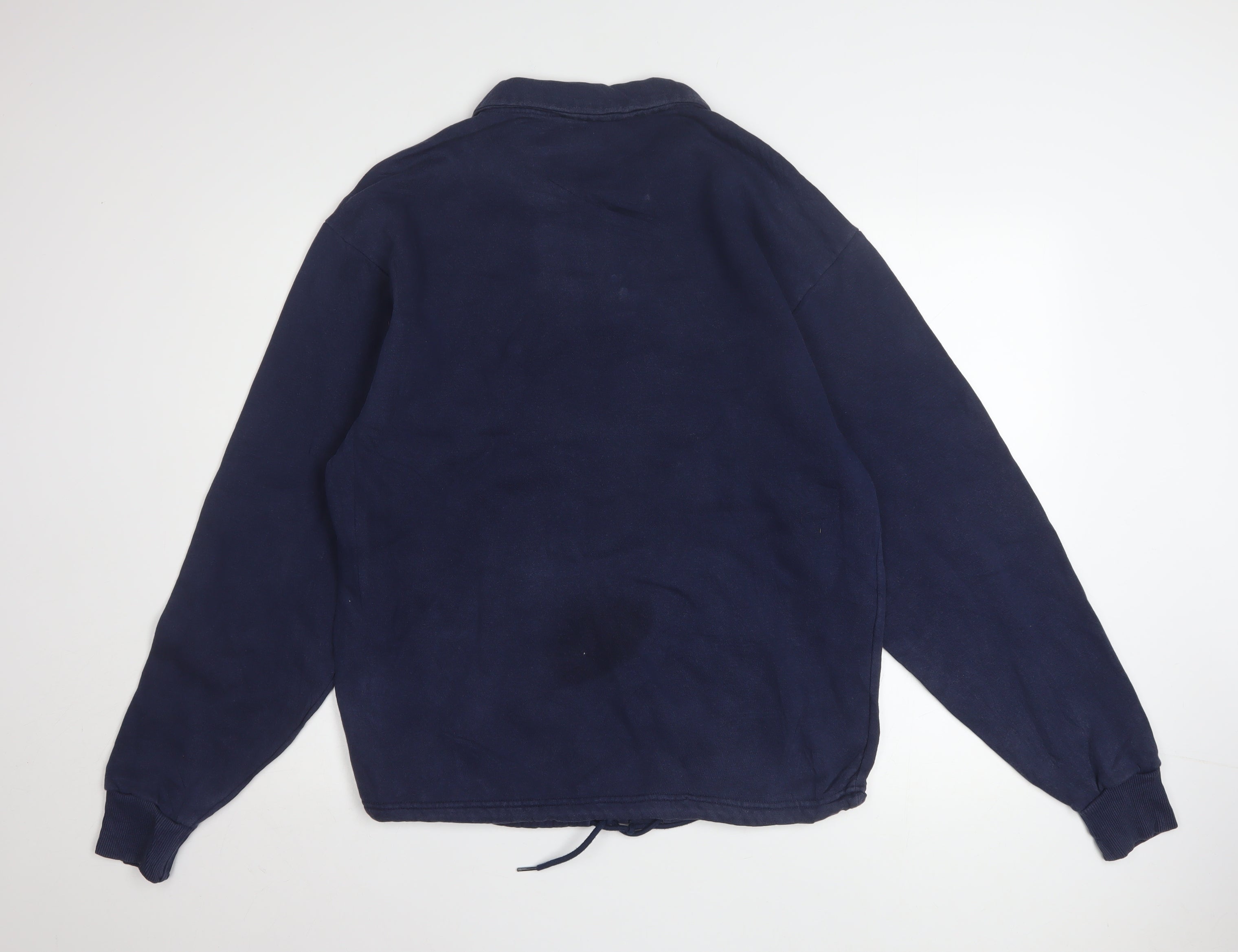 Reebok Mens Pullover Sweatshirt Size M Blue Long Sleeve 1/4 Zip Logo - close detail