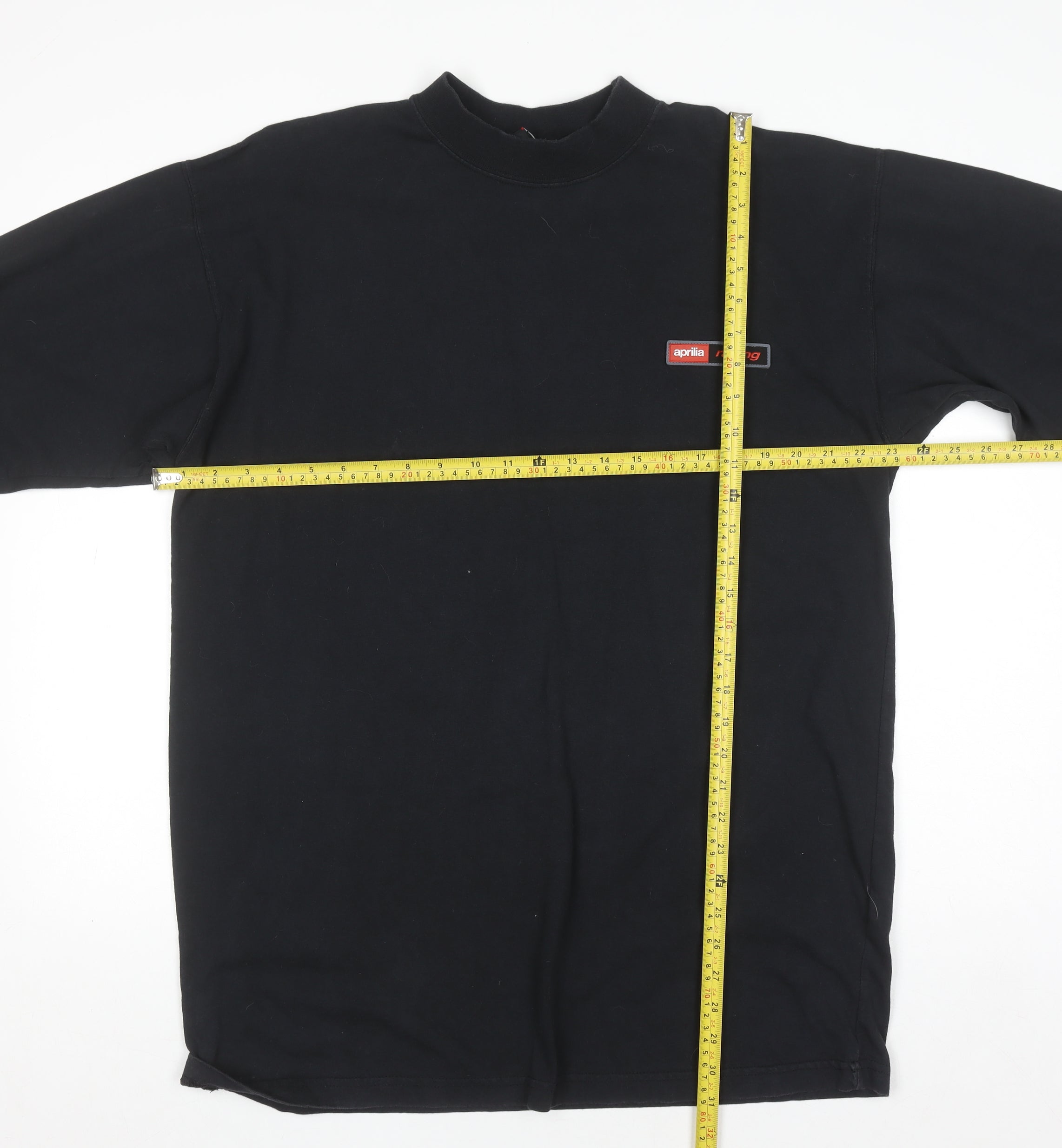 Aprilia Racing Mens Button-Up Size L Black Solid High Neck Long Sleeve Casual - label detail