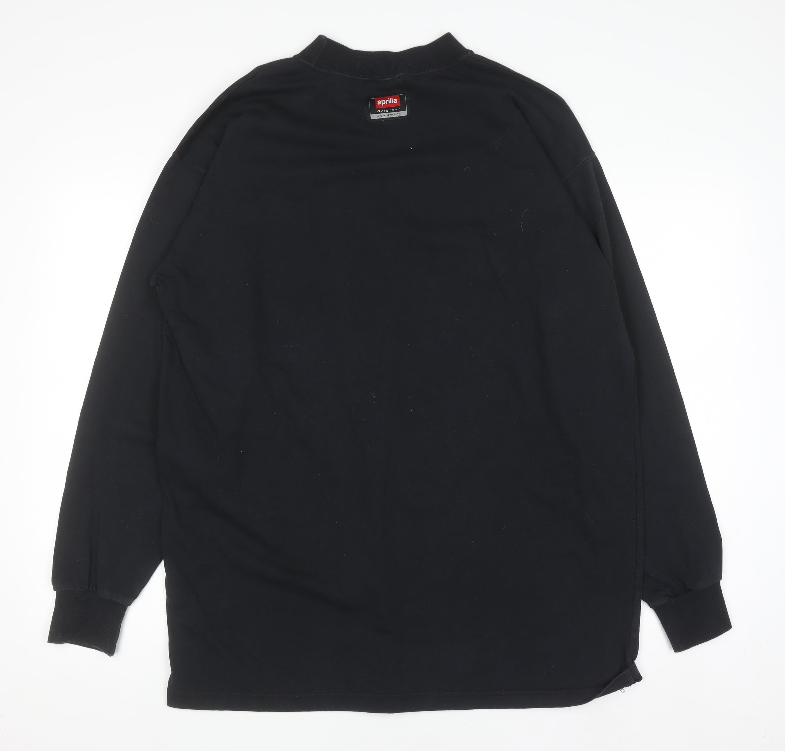 Aprilia Racing Mens Button-Up Size L Black Solid High Neck Long Sleeve Casual - close detail