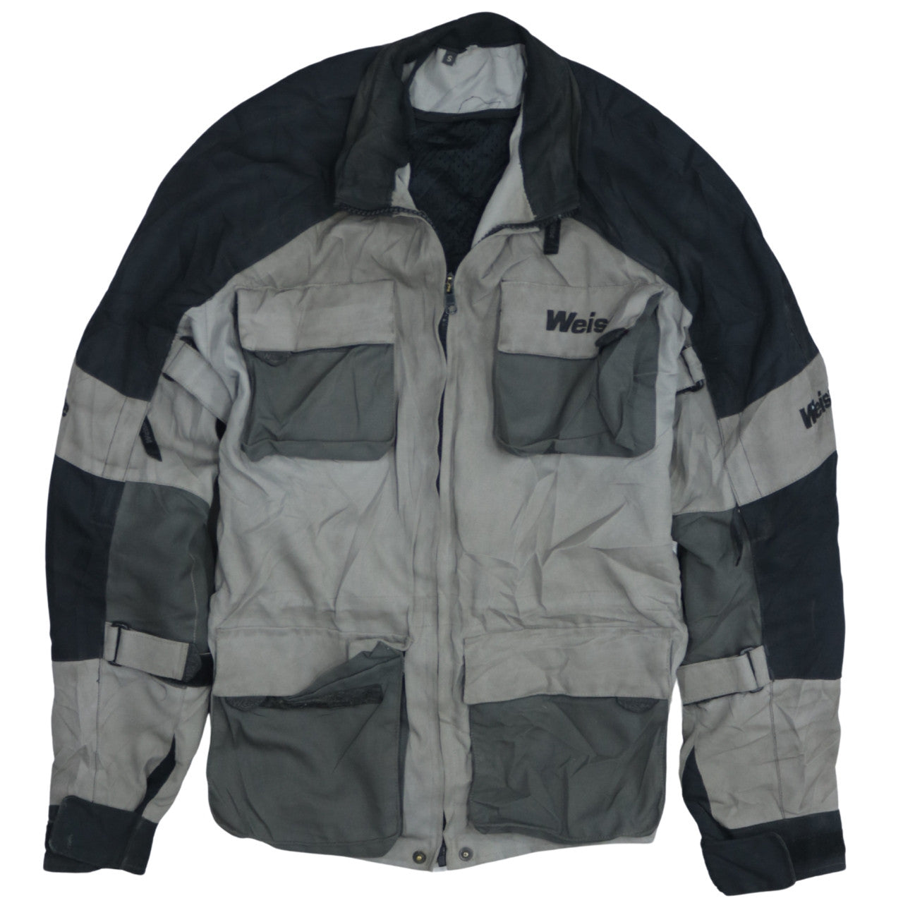 Weise Mens Motorcycle Jacket Size S Grey Mid-Length Casual Pockets Zip - reverse view