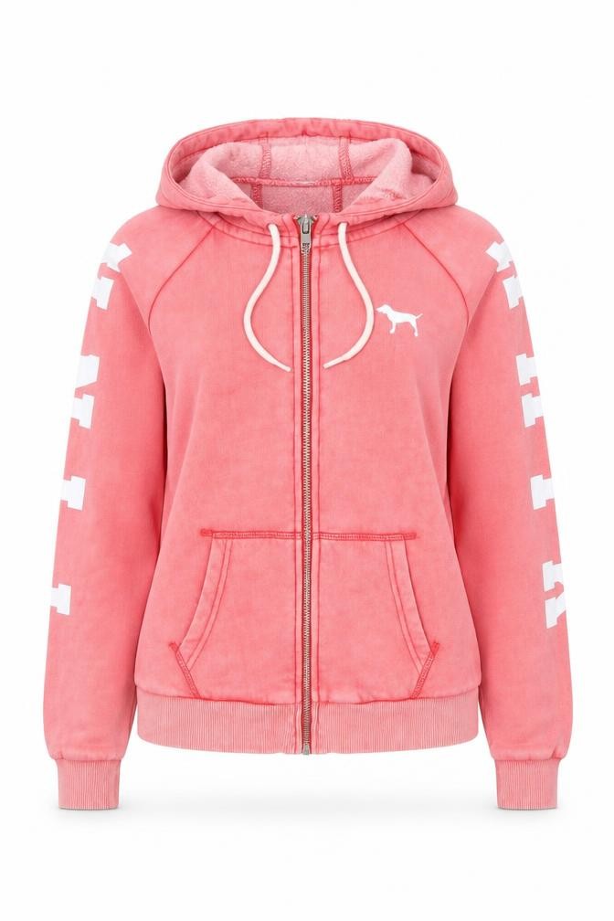 Victoria's Secret Womens Basic Jacket Size XS Pink Short Long Sleeve Casual Logo - front view