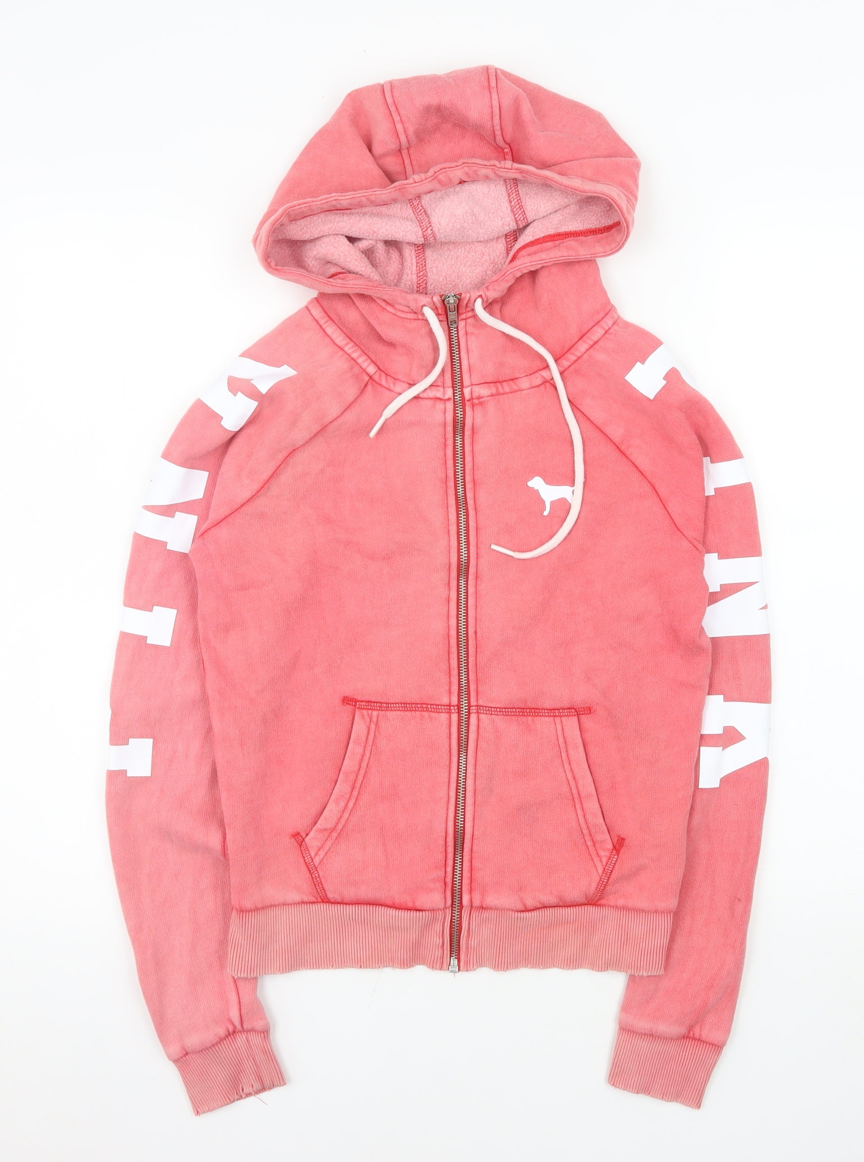 Victoria's Secret Womens Basic Jacket Size XS Pink Short Long Sleeve Casual Logo - reverse view