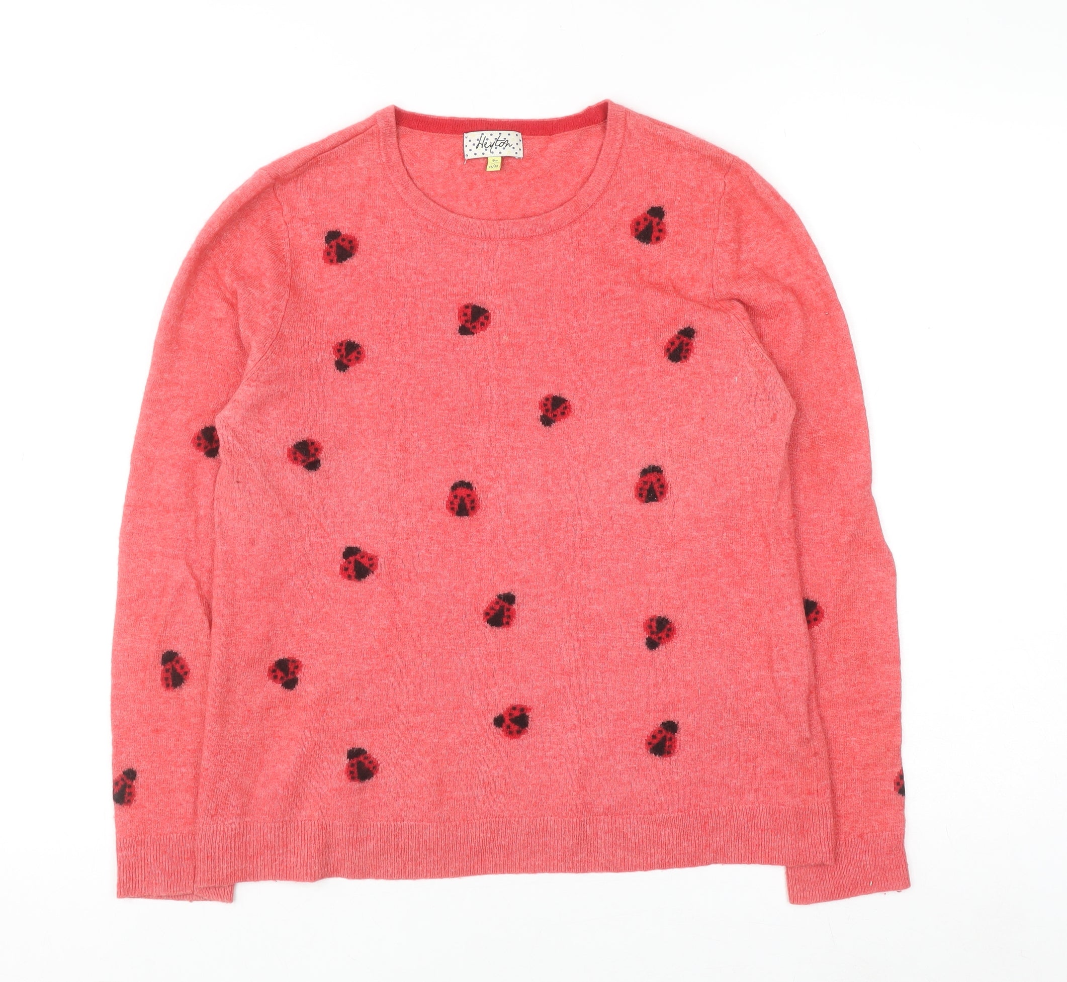 Womens Heyton Size 12 Pullover Jumper Pink Crew Neck Animal Print Long Sleeve - reverse view