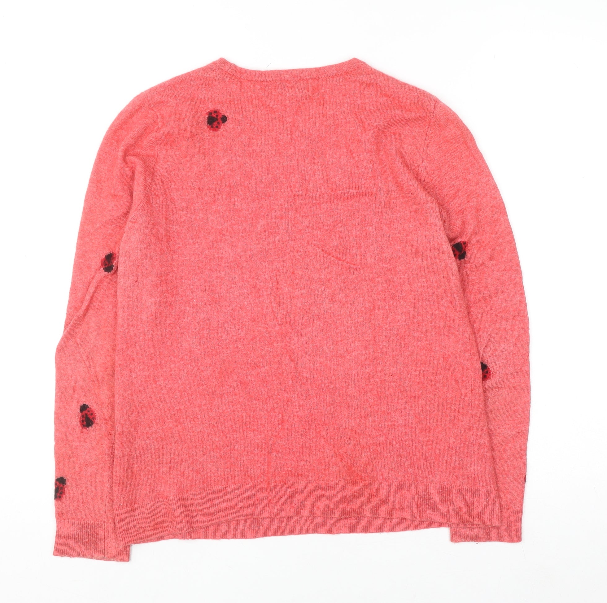 Womens Heyton Size 12 Pullover Jumper Pink Crew Neck Animal Print Long Sleeve - close detail