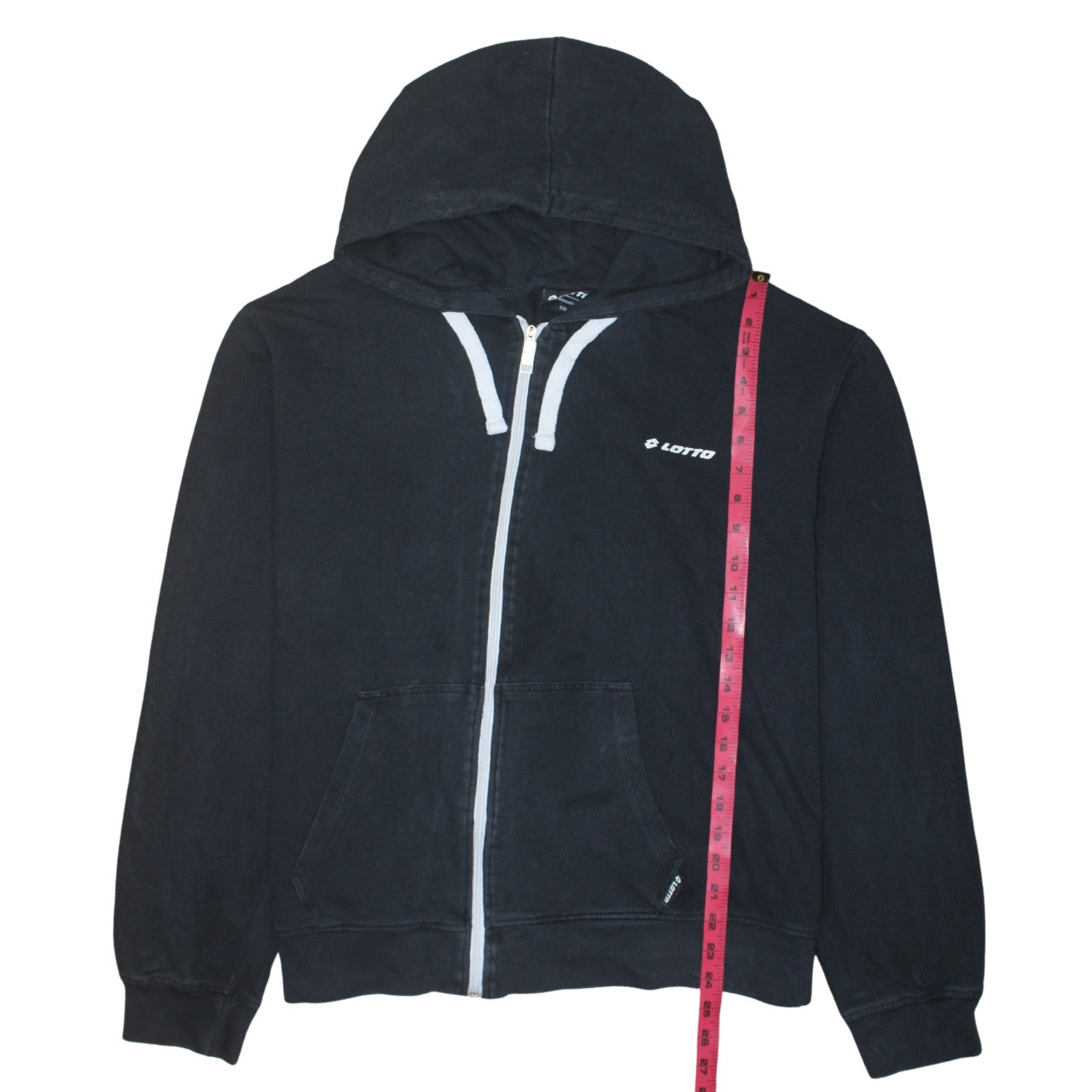 Mens Lotto Size 2XL Full Zip Hoodie Black Long Sleeve Logo - label detail