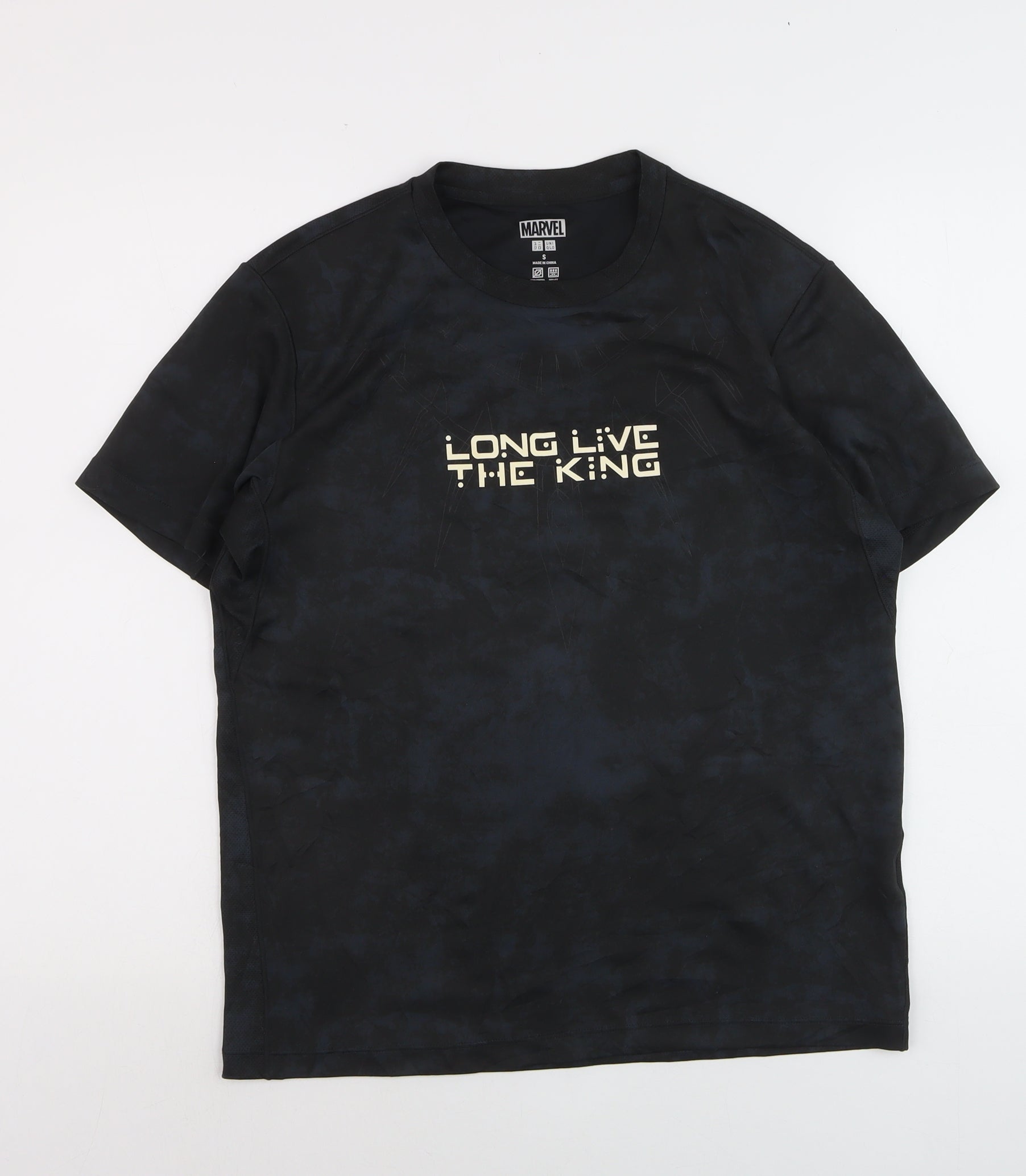 Marvel Boys Basic T-Shirt Size S Black Solid Crew Neck Short Sleeve Casual Logo - reverse view