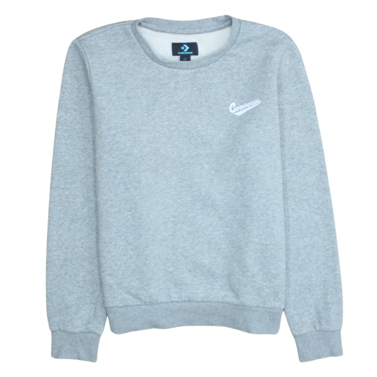Converse Mens Pullover Sweatshirt Size L Grey Long Sleeve Graphic Print Logo - reverse view