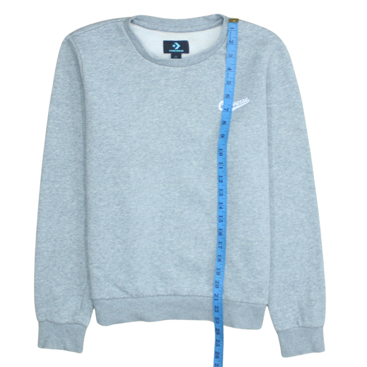 Converse Mens Pullover Sweatshirt Size L Grey Long Sleeve Graphic Print Logo - label detail