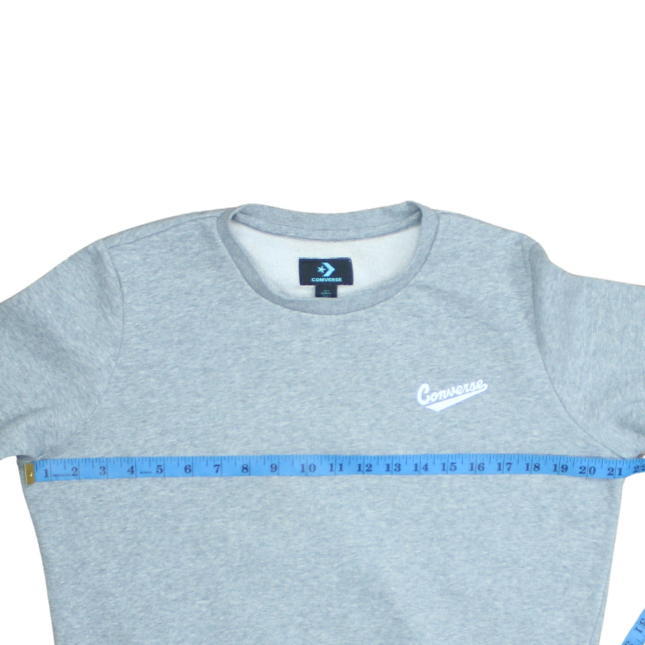 Converse Mens Pullover Sweatshirt Size L Grey Long Sleeve Graphic Print Logo - close detail