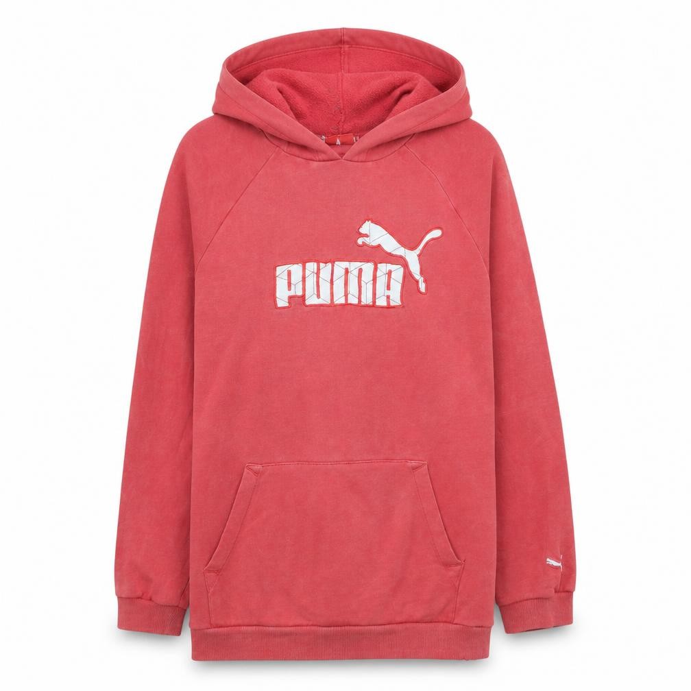 PUMA Womens Pullover Hoodie Size 14 Pink Long Sleeve Casual Hooded Logo - front view