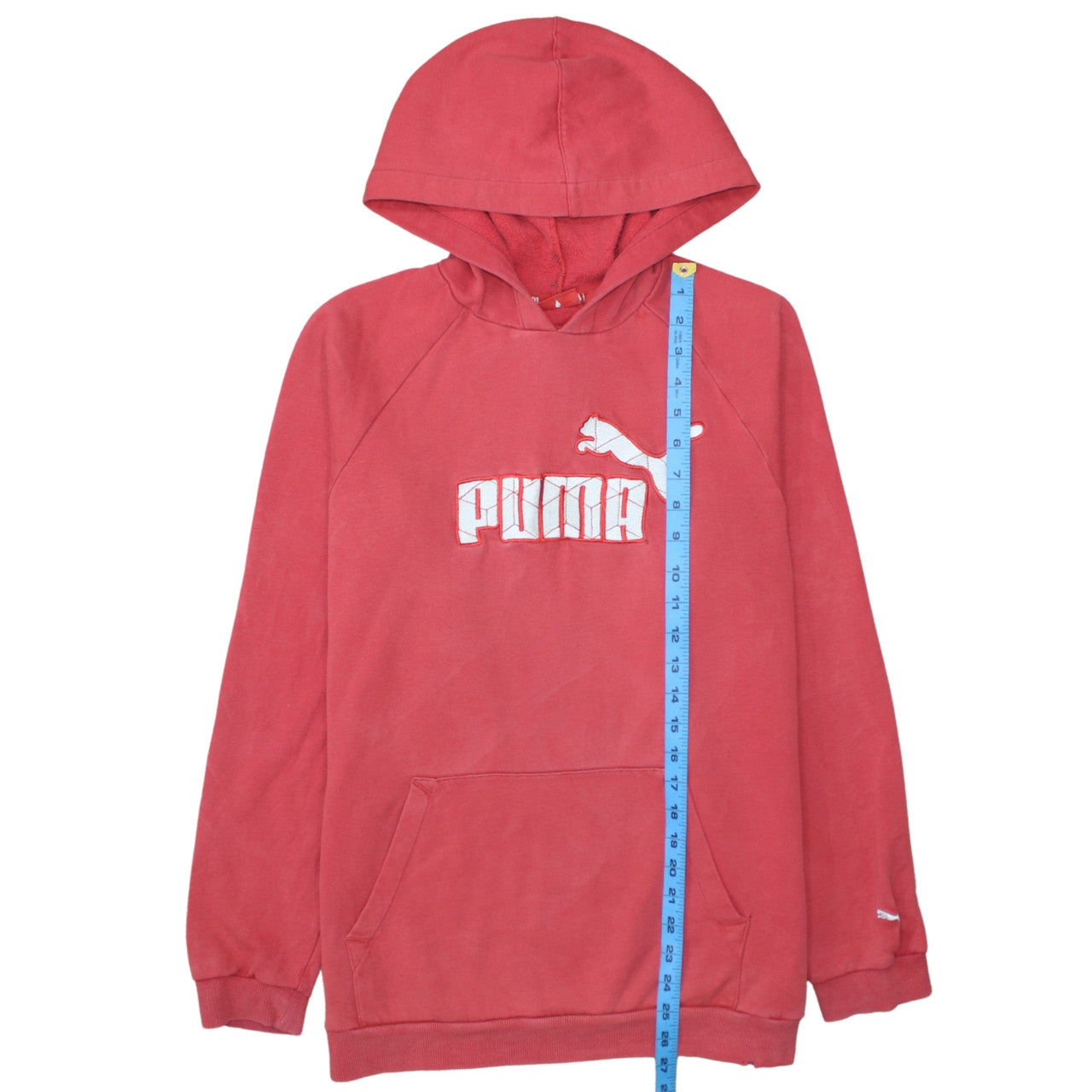 PUMA Womens Pullover Hoodie Size 14 Pink Long Sleeve Casual Hooded Logo - close detail