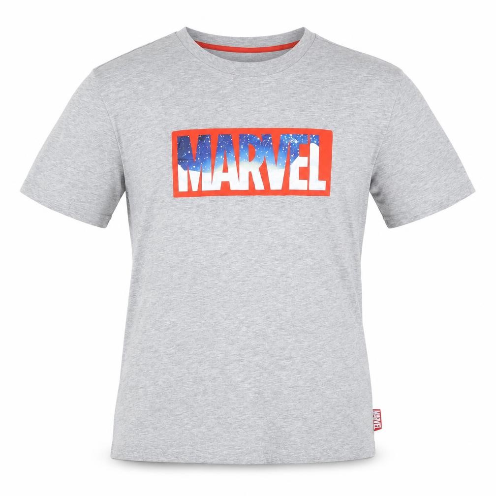 Marvel Mens T-Shirt Size M Grey Graphic Print Crew Neck Short Sleeve Lightweight - front view