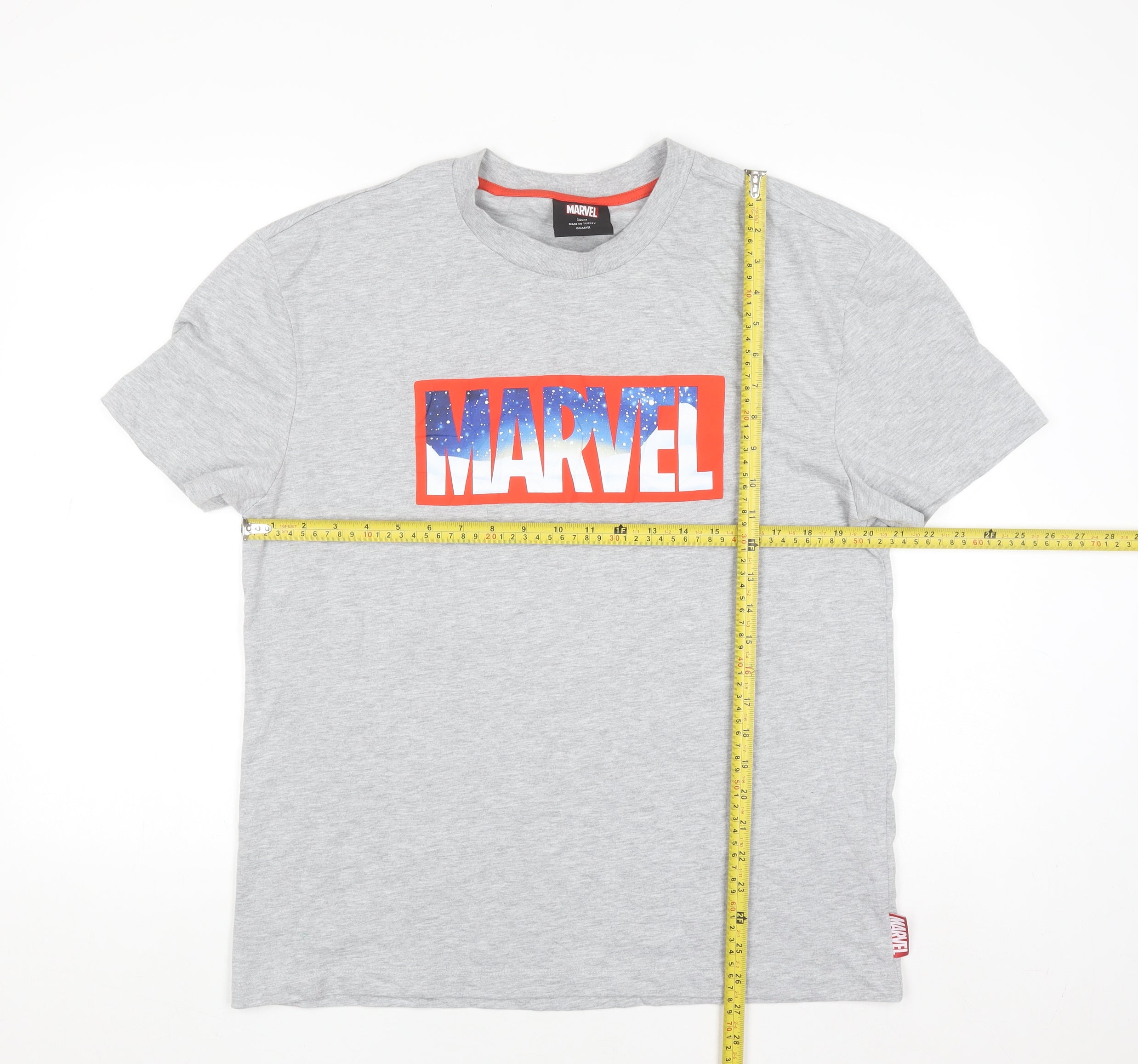 Marvel Mens T-Shirt Size M Grey Graphic Print Crew Neck Short Sleeve Lightweight - label detail