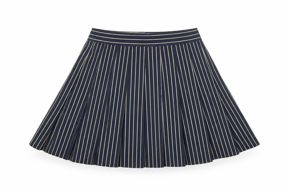 Tail Womens Pleated Skirt Size 10 Blue Striped Casual Lightweight - front view