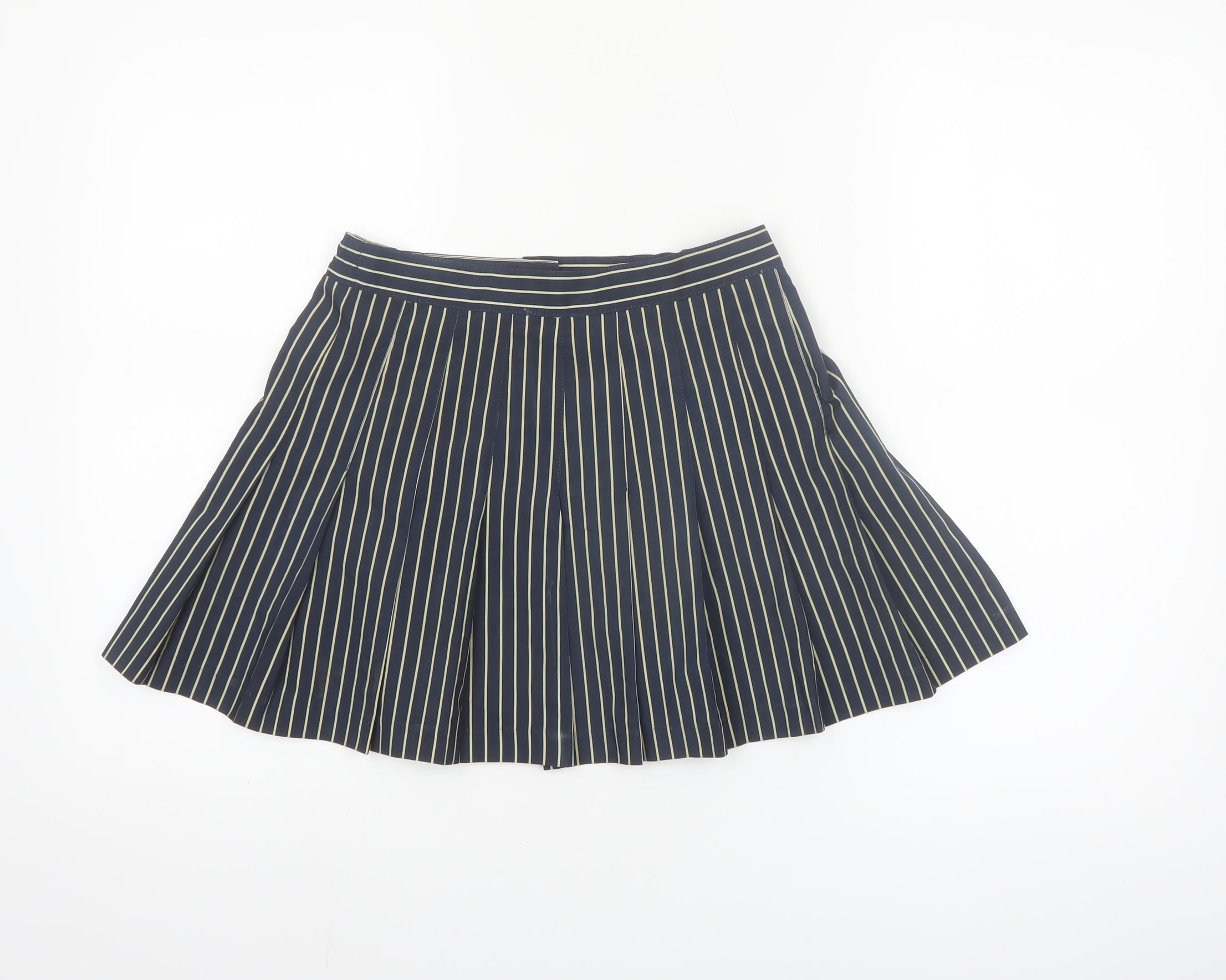 Tail Womens Pleated Skirt Size 10 Blue Striped Casual Lightweight - reverse view