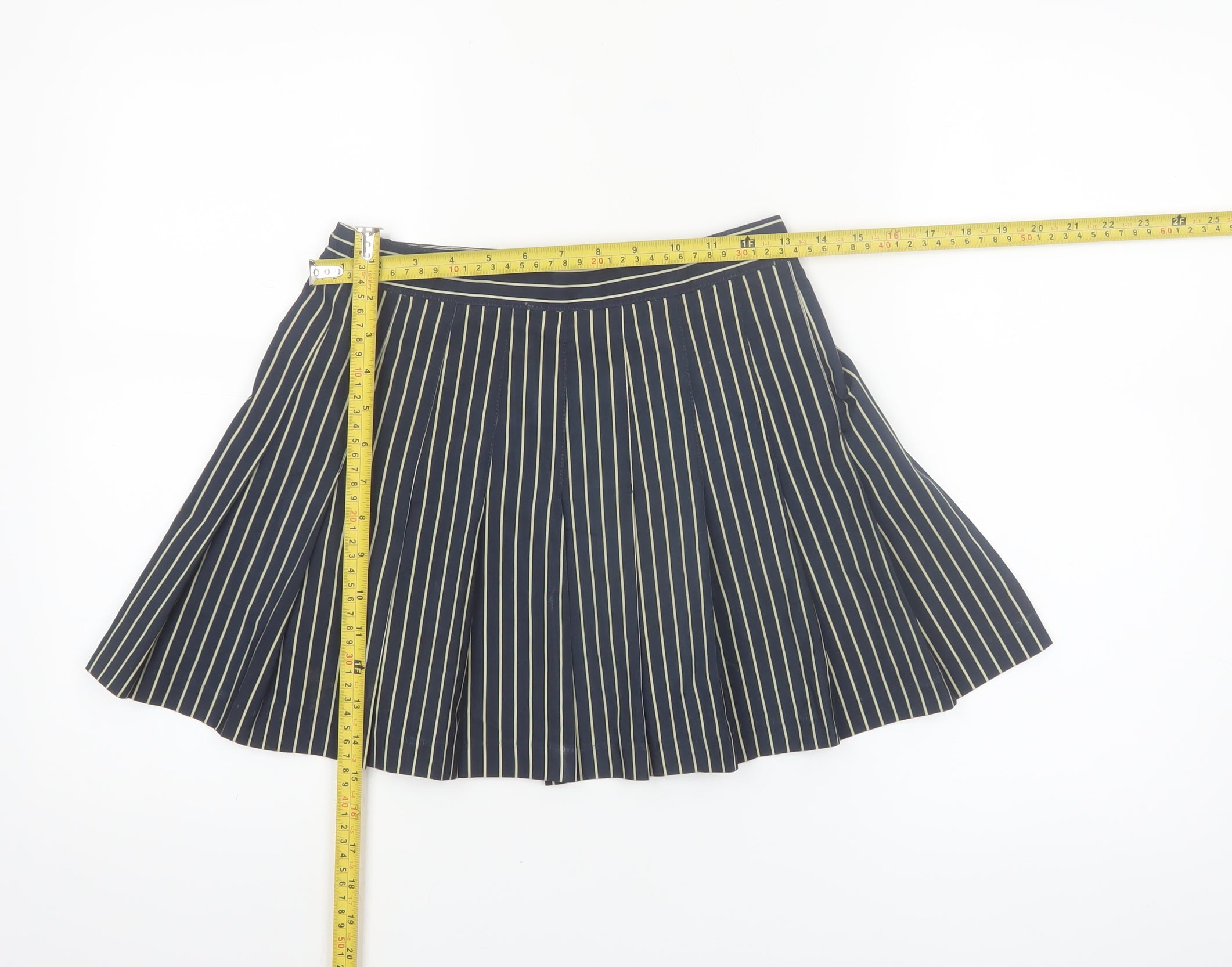 Tail Womens Pleated Skirt Size 10 Blue Striped Casual Lightweight - label detail