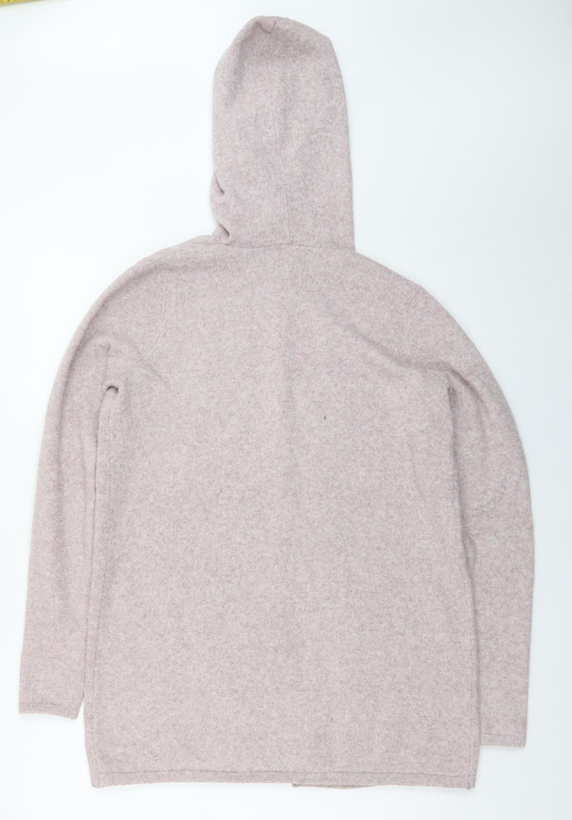 Womens VERO MODA Size S Cardigan Jumper Beige V-Neck Long Sleeve Casual Hooded - close detail