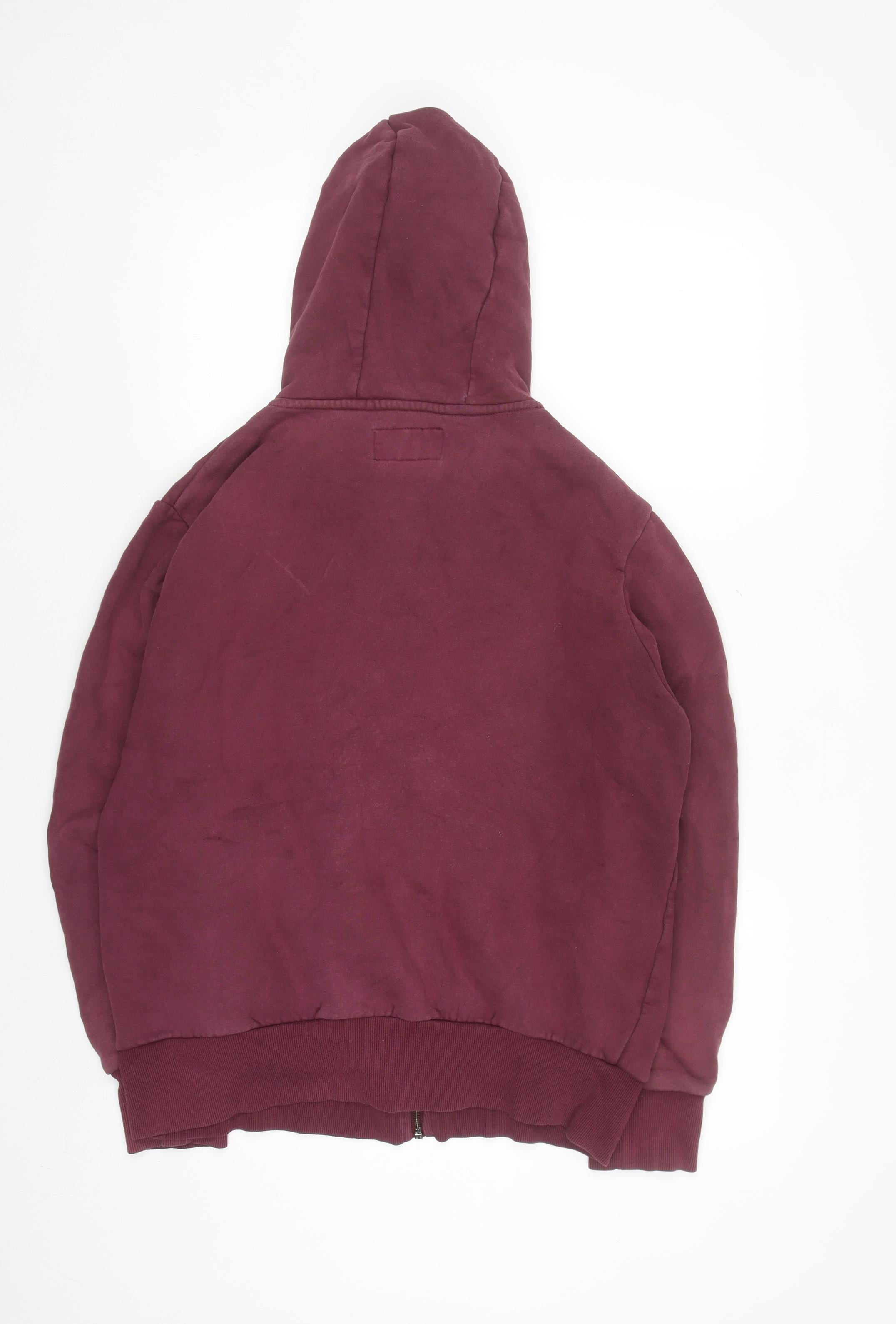 Mens Firetrap Size XL Full Zip Hoodie Red Long Sleeve Logo - reverse view